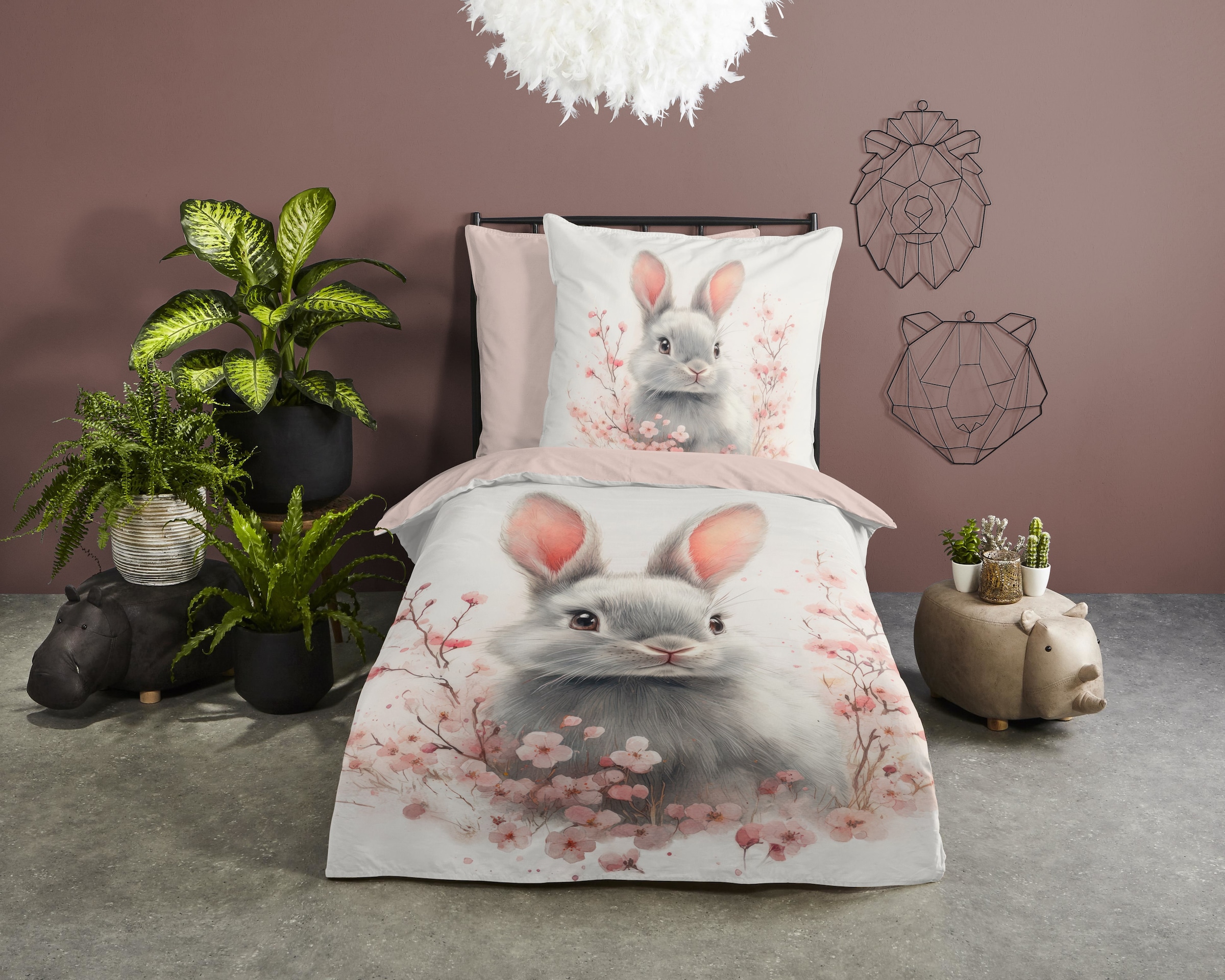 good morning Kinderbettwäsche »Fien« 2 Baumwolle, Renforcé, 135x200, Wendeoptik, Kind, Mädchen, Kaninchen