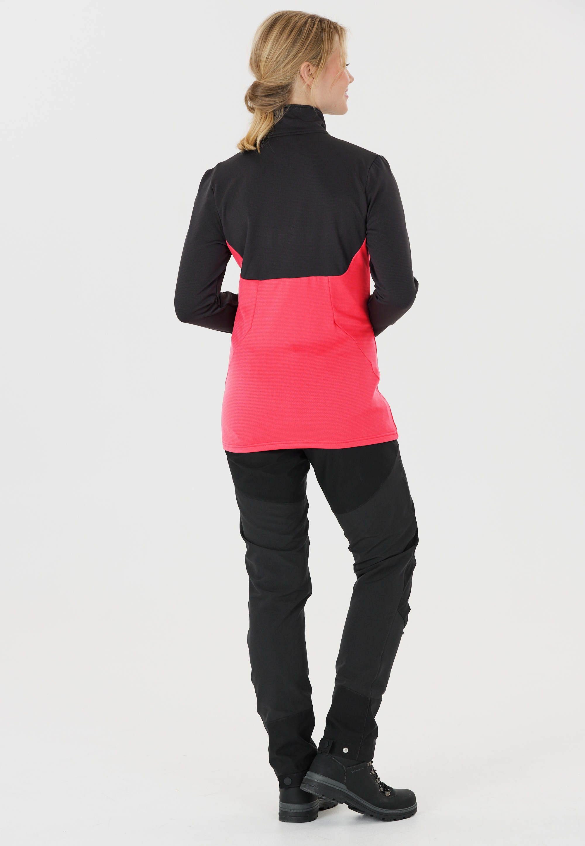 Sweatjacke WHISTLER "Cloudmont", Damen, Gr. 42, schwarz (schwarz, pink), 91% Polyester, 9% Elasthan, unifarben, normal, ohne Ausschnitt, Sweatjacken Sweatjacke, in atmungsaktiver Stretch-Qualität 3