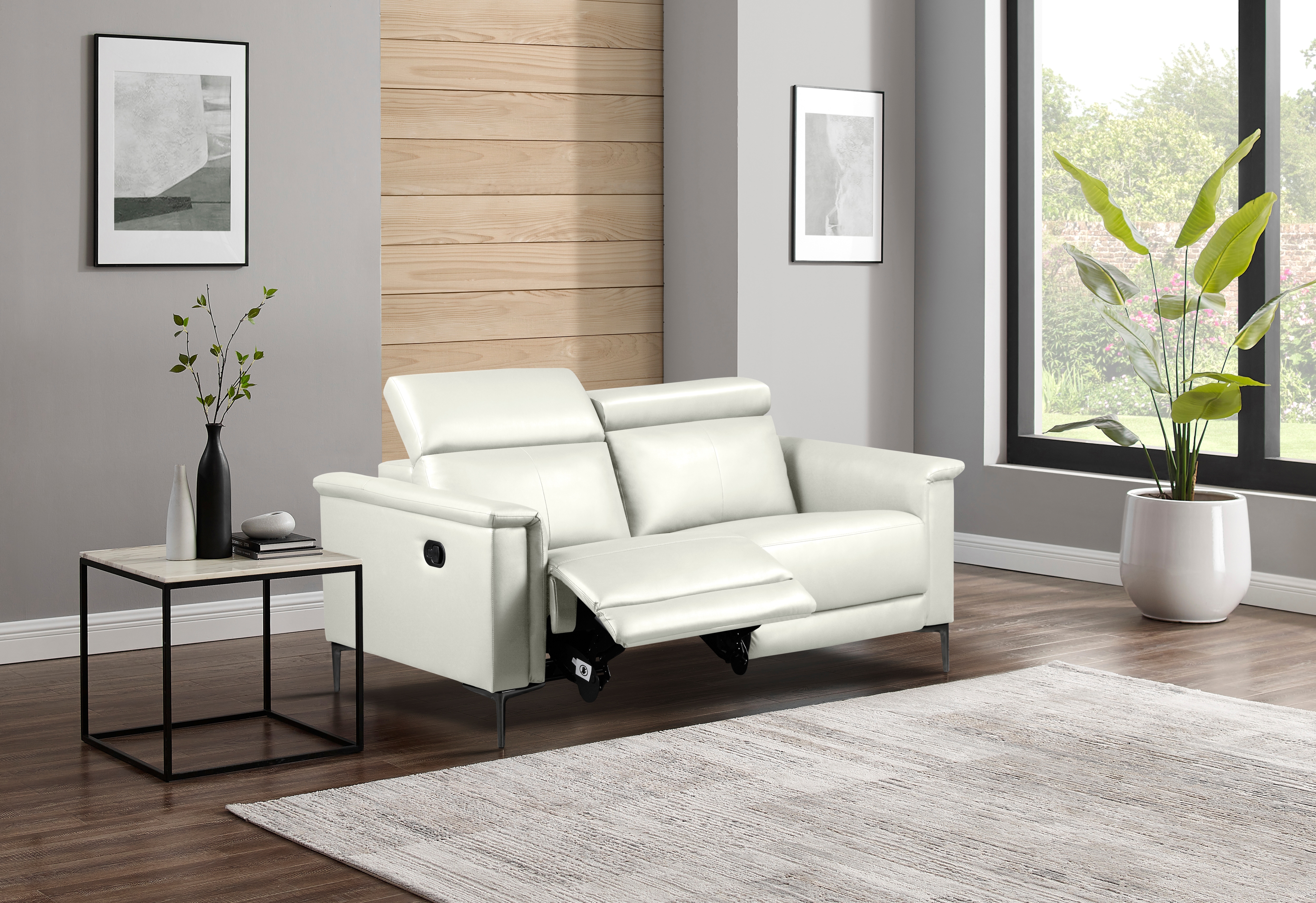 OTTO home 2-Sitzer "LUND Lederoptik, 160 cm, mit Relaxfunktion und Kopfteilverstellung" manuell od. elektrisch (m.USB-A), Federkern und Kopfteilverstellung