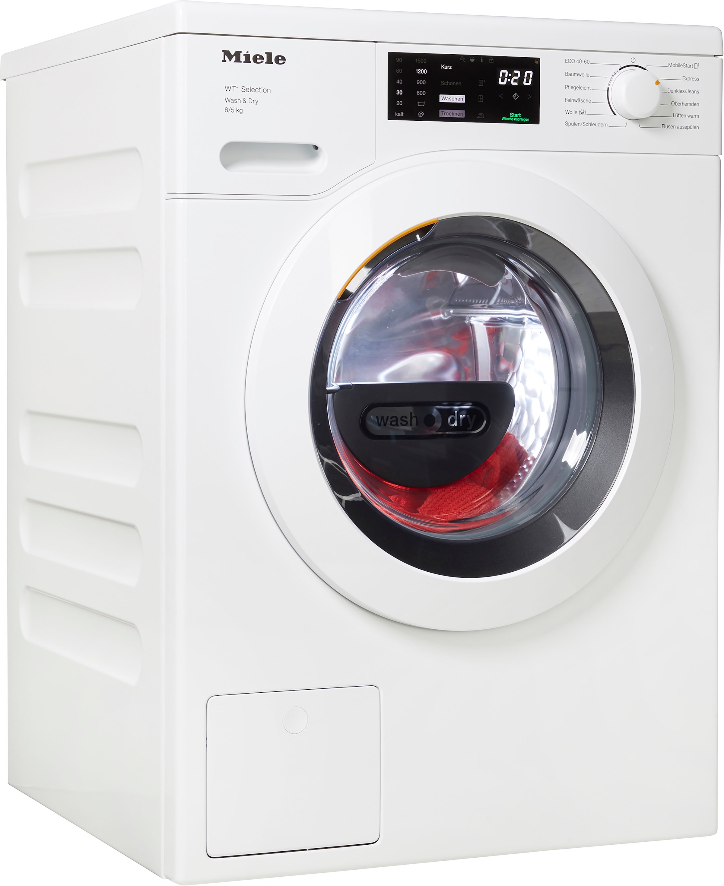 MIELE Waschtrockner "WTD163 WCS", B:59,6cm H:85cm T:63,7cm, weiß, Waschtrockner, App-Steuerung, 25 Jahre Motorgarantie