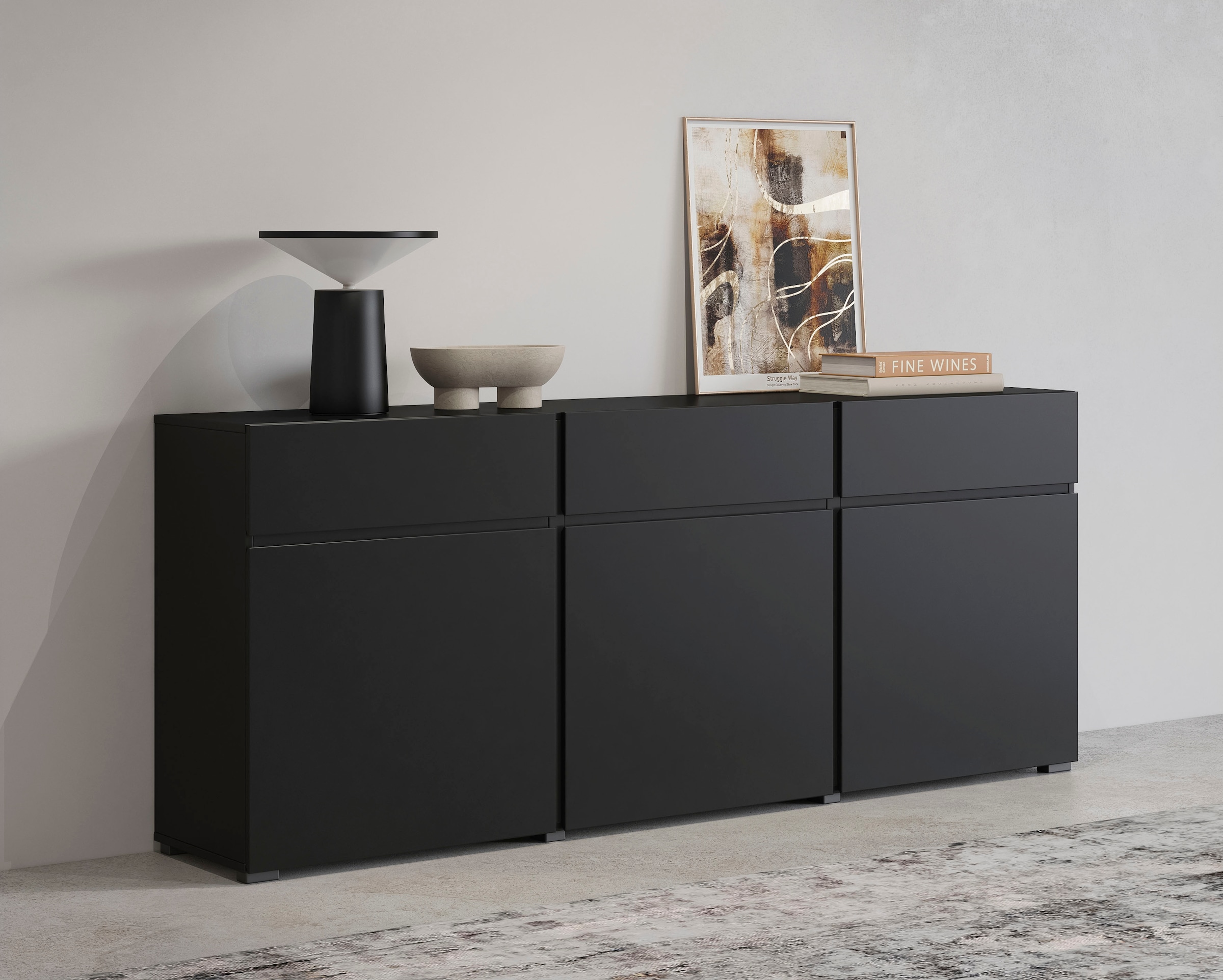 OTTO home Kommode "Cross,Breite 180 cm, moderne grifflose Kommode,3 Türen/3 günstig online kaufen