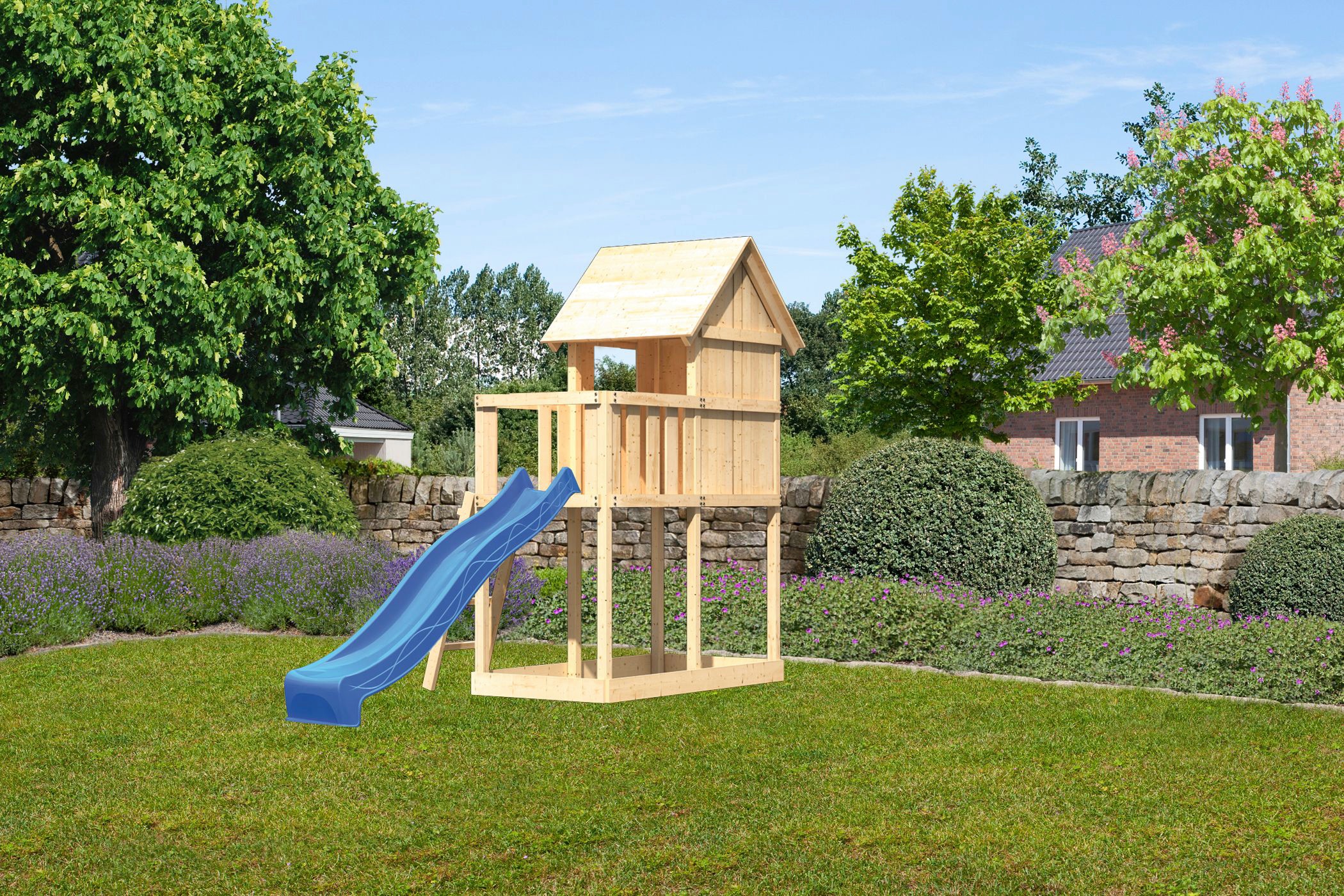 Spielturm KONIFERA "Finni", beige (natur), Spieltürme, KinderB:107cm H:291cm T:202cm, Holzwerkstoff, BxTxH: 107x202x291 cm, B:107cm H:291cm T:202cm