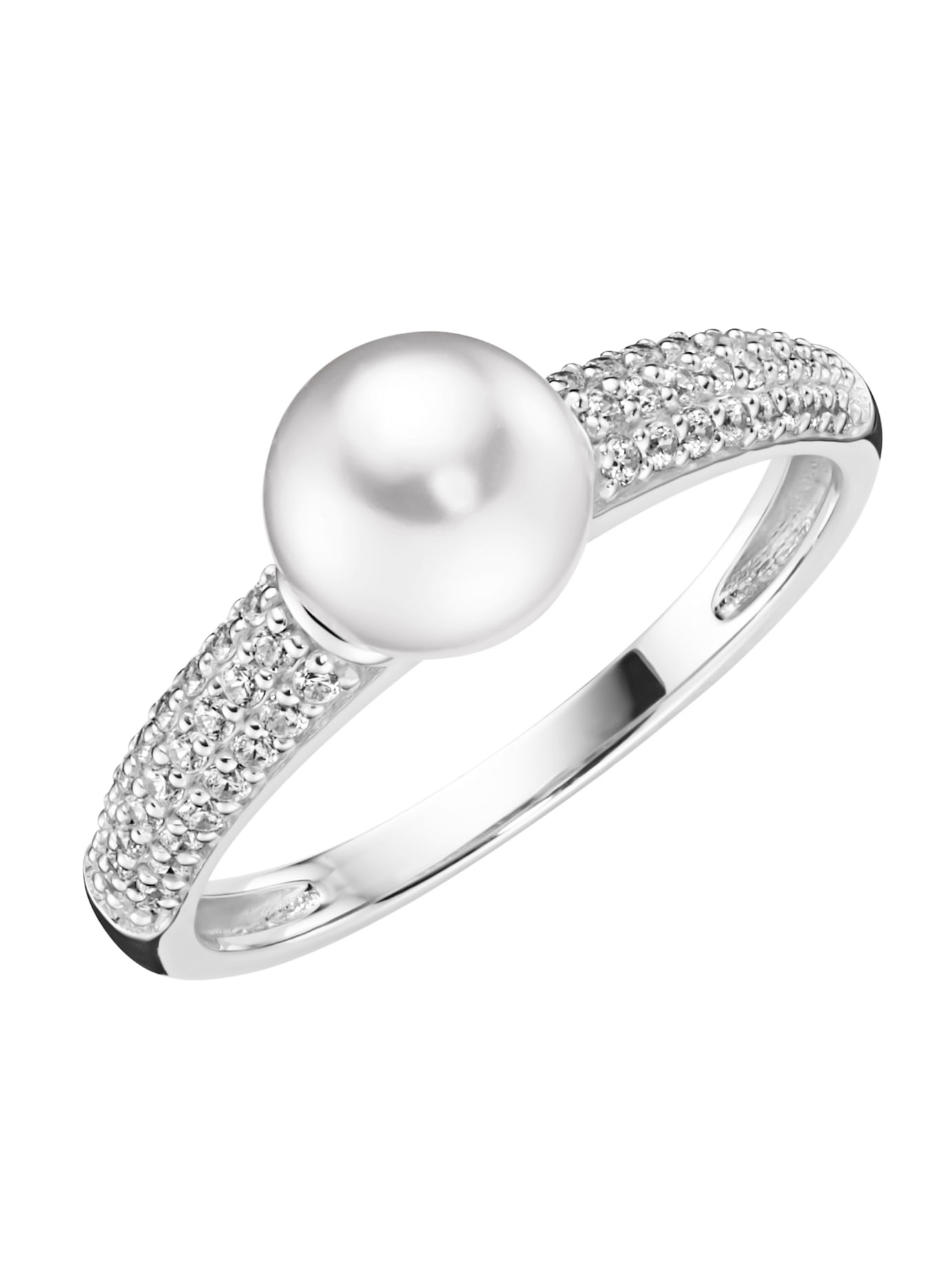 LADY Damen Fingerring, 21, Perlen Silber 925 (Sterlingsilber), weiß, Perlen, Silber 925 (Sterlingsilber), Fingerringe