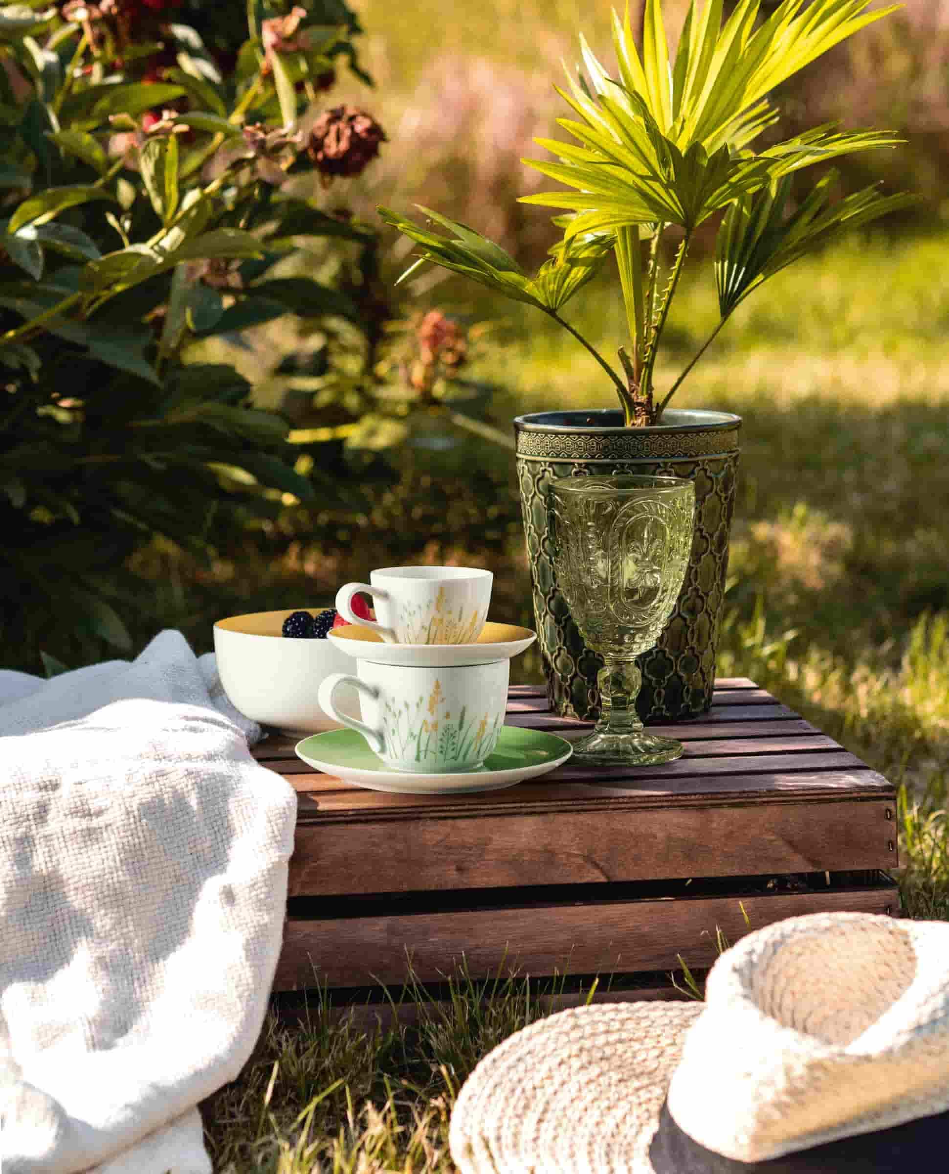 Seltmann Weiden Geschirr-Set »Basic-Set Liberty Meadow Grasses Green 6-tlg. grün« Spülmaschinengeeignet, Mikrowellengeeignet, Ofenfest, Salamandergeeignet, Kühlschrankgeeignet, Gefrierschrankgeeignet