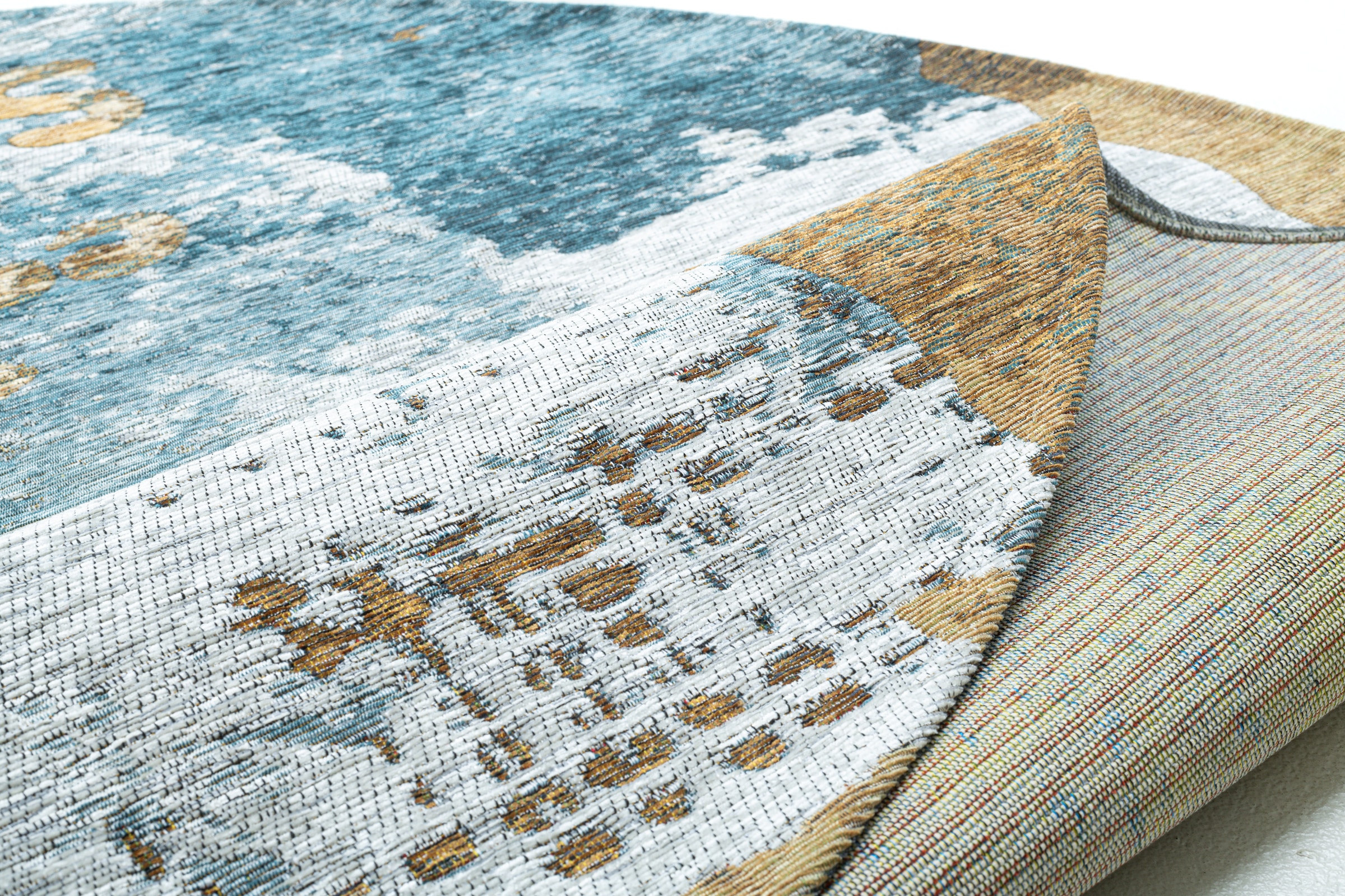 Sansibar Teppich »Keitum 012« rund 3 mm Höhe Flachgewebe, modernes Design, Motiv Sylt & gekreuzte Säbel