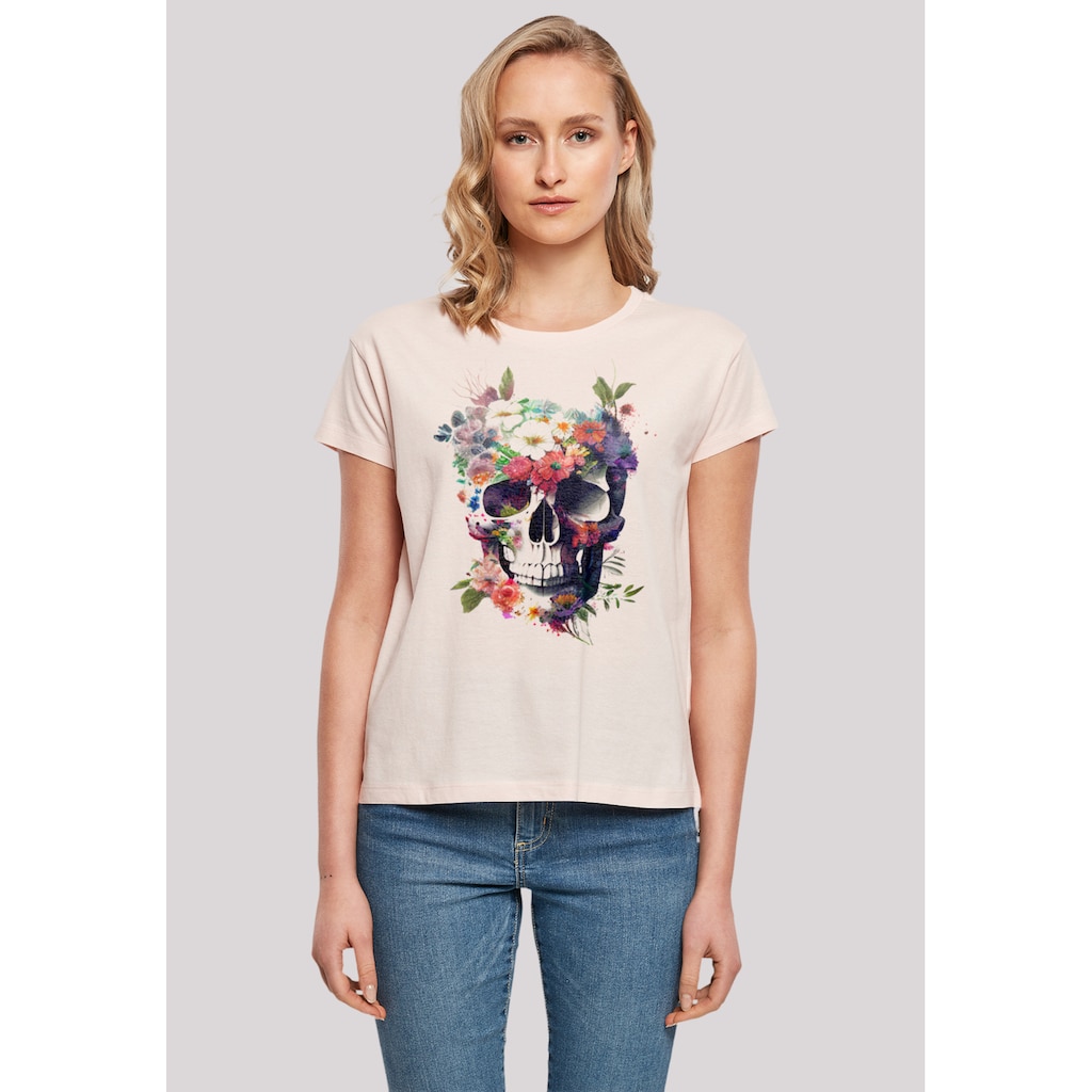 F4NT4STIC T-Shirt »Totenkopf Blumen«