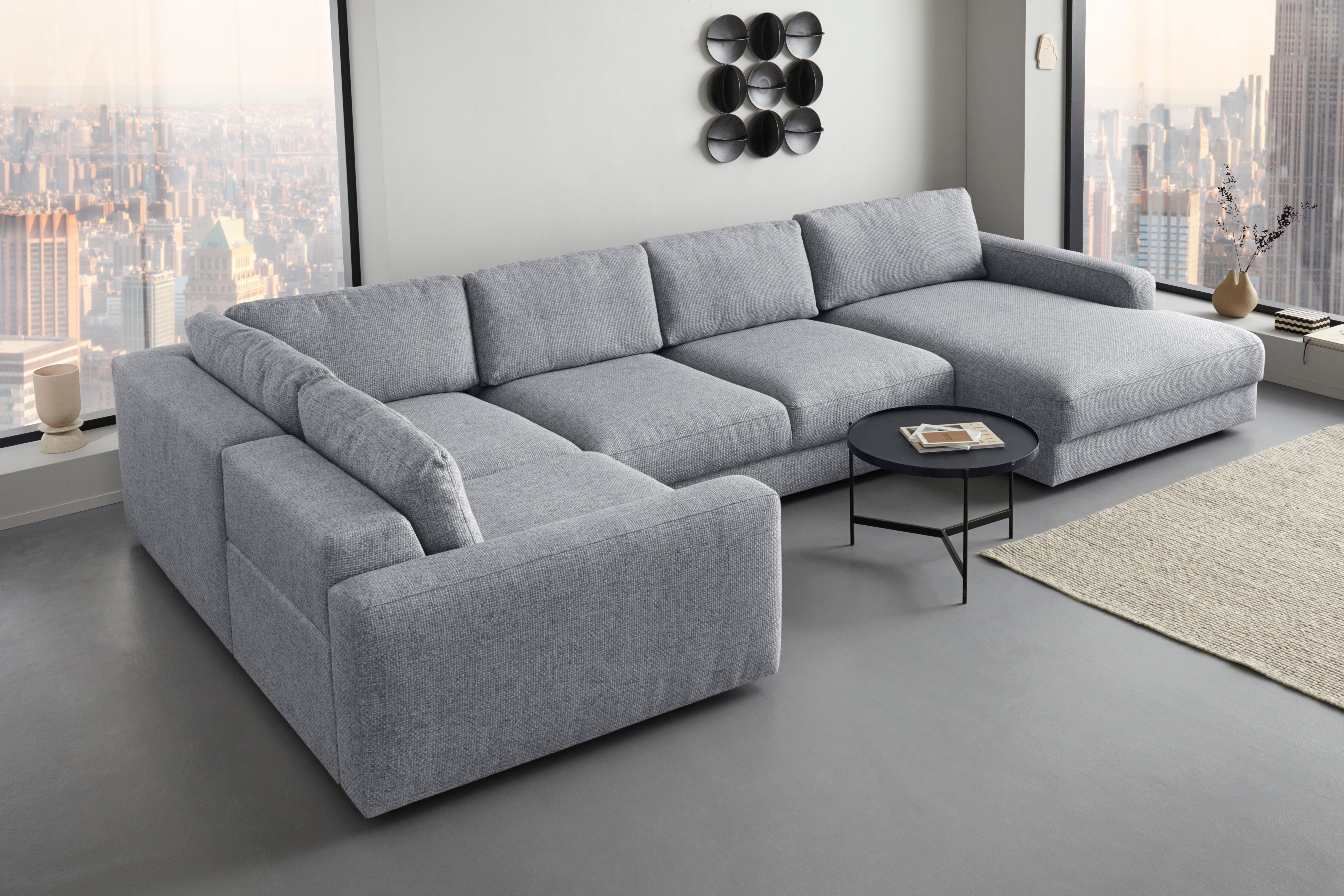 Home affaire Wohnlandschaft "Bloomfield, Mega Polsterecke, Breite 390cm, viel Platz, U-Form" In verschiedenen Größen bestellbar