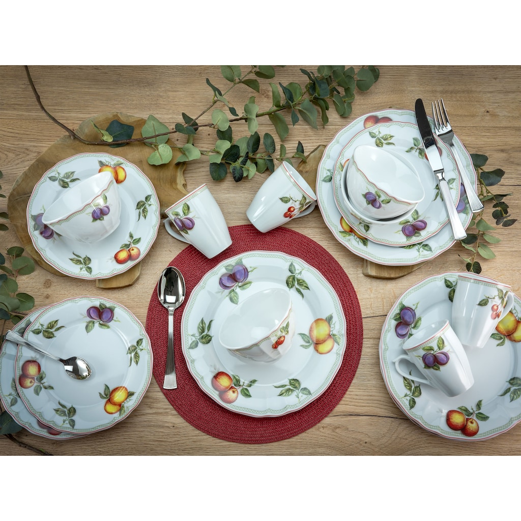 CreaTable Kombiservice »Geschirr-Set Flora Orchard«, (Set, 16 tlg., Kaffeeservice und Tafelservice im Set, für 4 Personen)