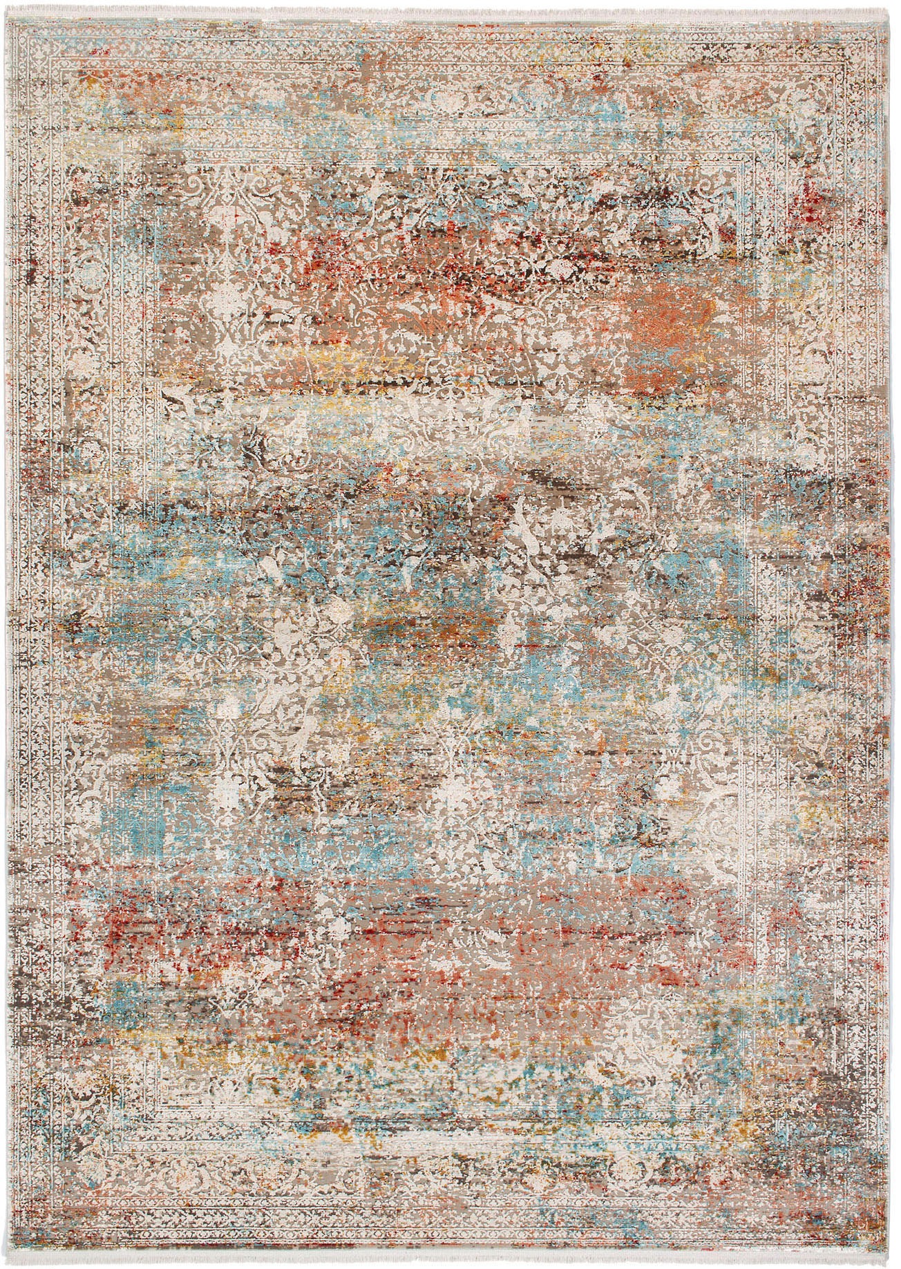 Teppich OCI DIE TEPPICHMARKE "BESTELLER CAVA", bunt (multi), B:120cm H:8mm L:180cm, Viskose, Teppiche, Teppich, Glanz Viskose, mit Fransen, Hoch Tief Struktur, Vintage, Wohnzimmer 2