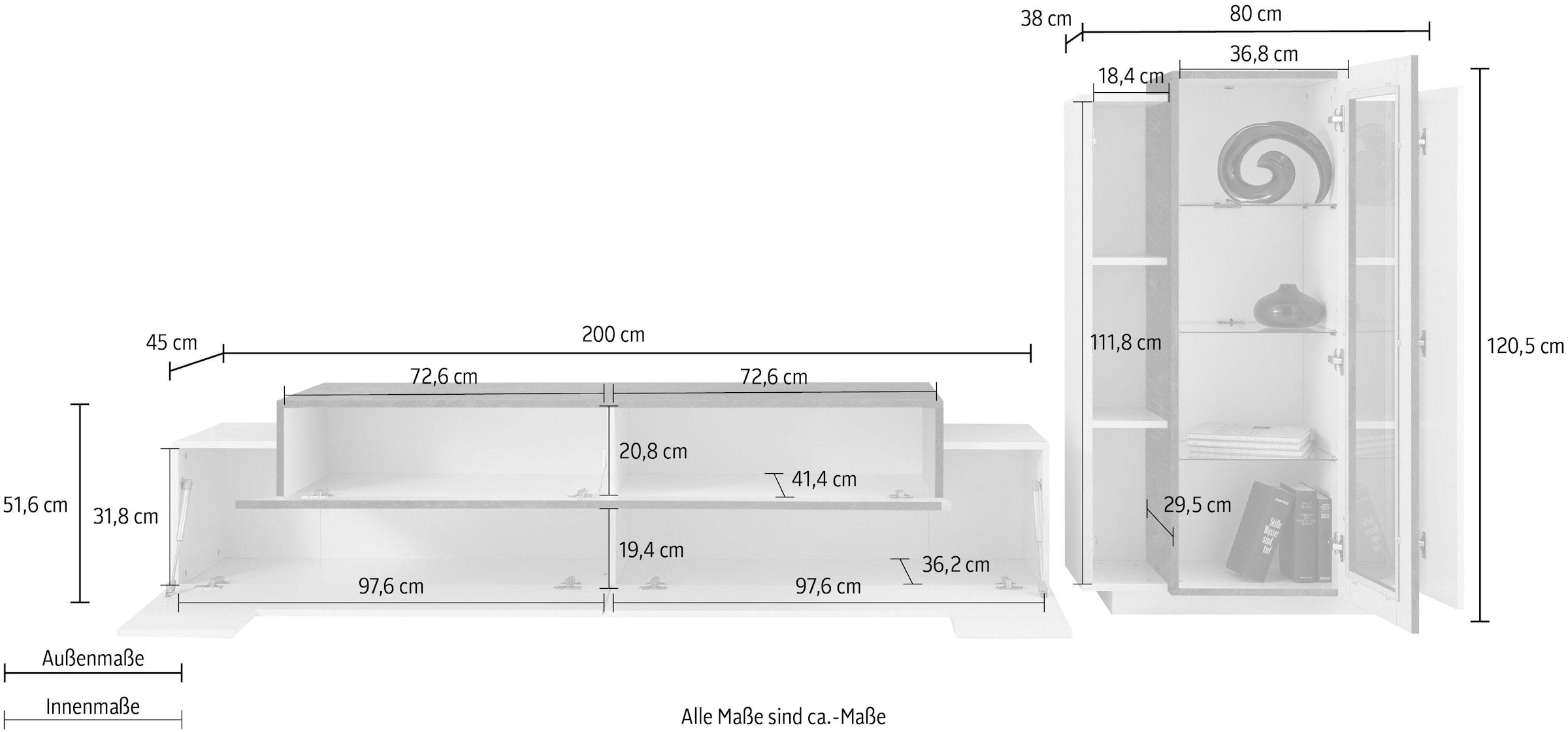 INOSIGN Wohnwand »Coro«, (Set, 2 St.), Hochglanzfronten