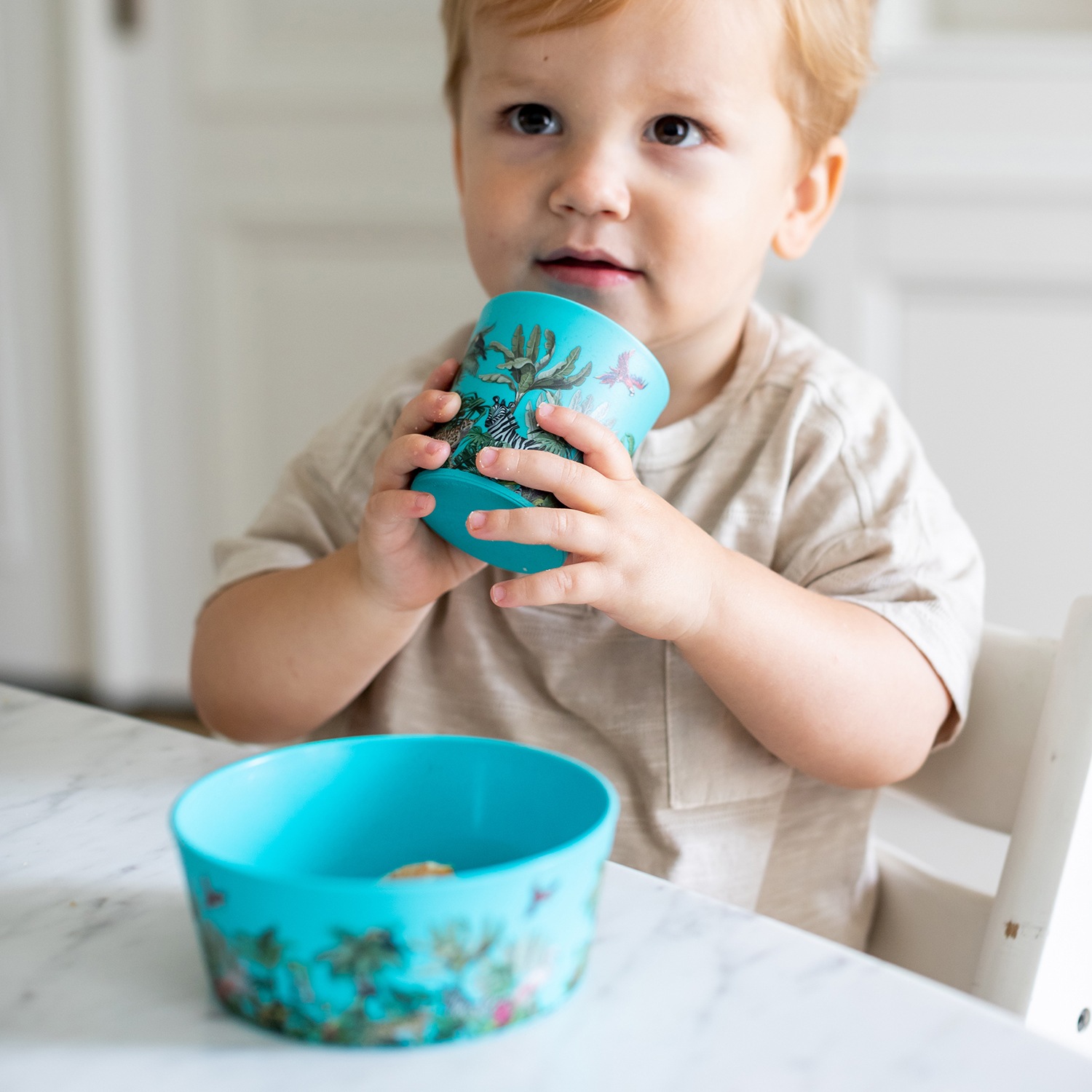 KOZIOL Kinderschale »CONNECT BOWL JUNGL«, 4 tlg., aus Kunststoff, recycelbar,melaminfrei, 400 ml, Made in Germany