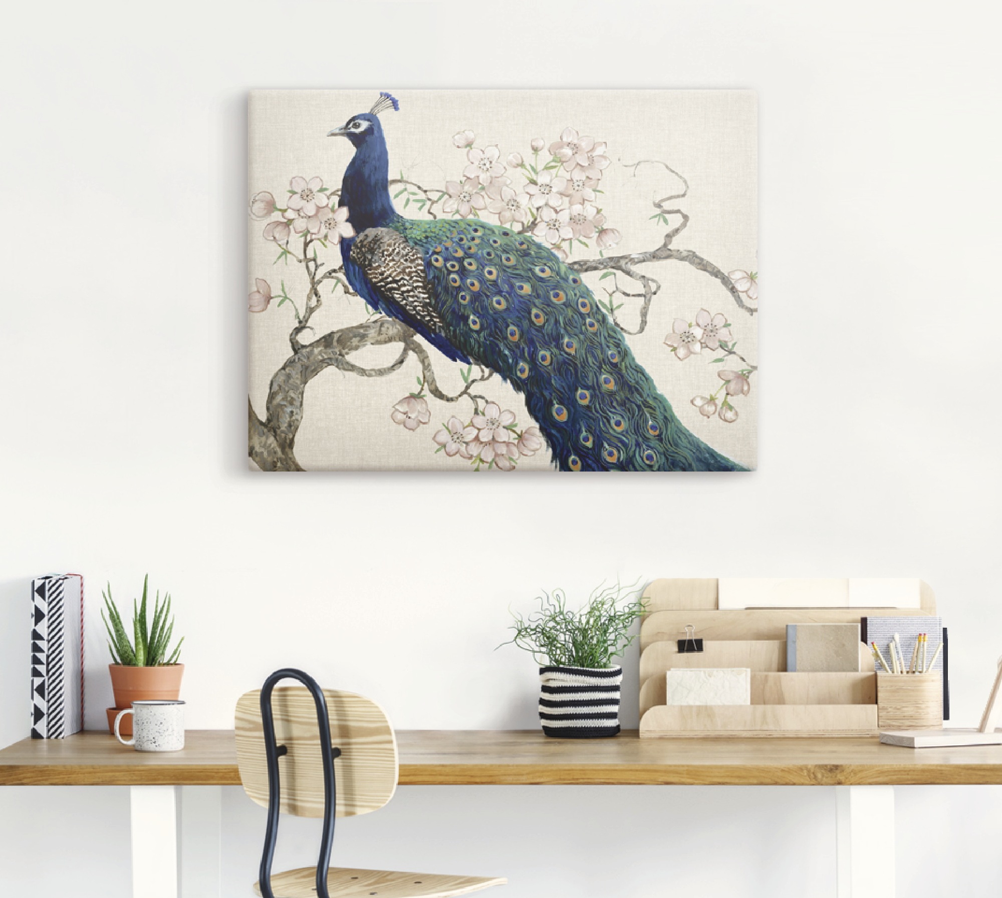 Thumbnail - Artland Wandbild "Pfau & Blüten II" Vögel 1 Stk. tlg. als Alubild, Outdoorbild, Leinwandbild, Poster in verschied. Größe...