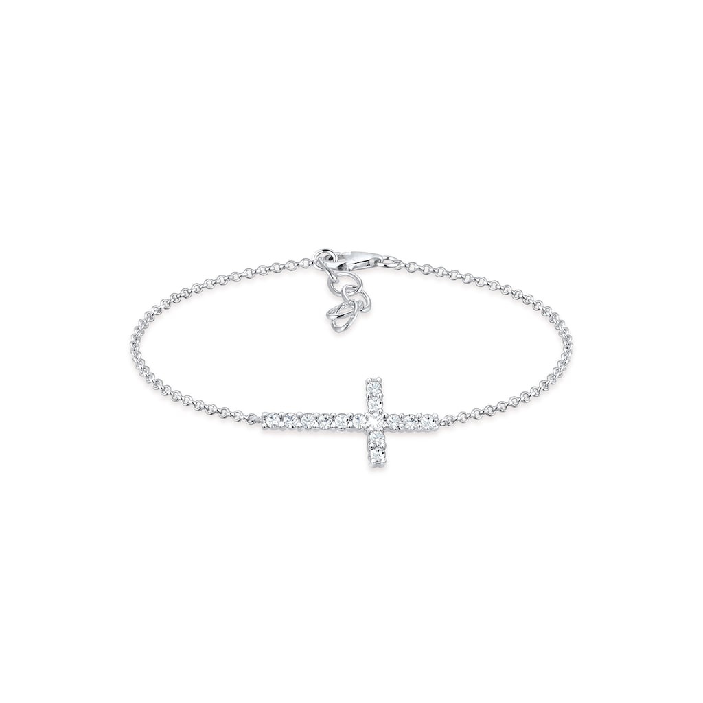 Elli Armband »Kreuz Glaube Kristalle Funkelnd Elegant 925 Silber«