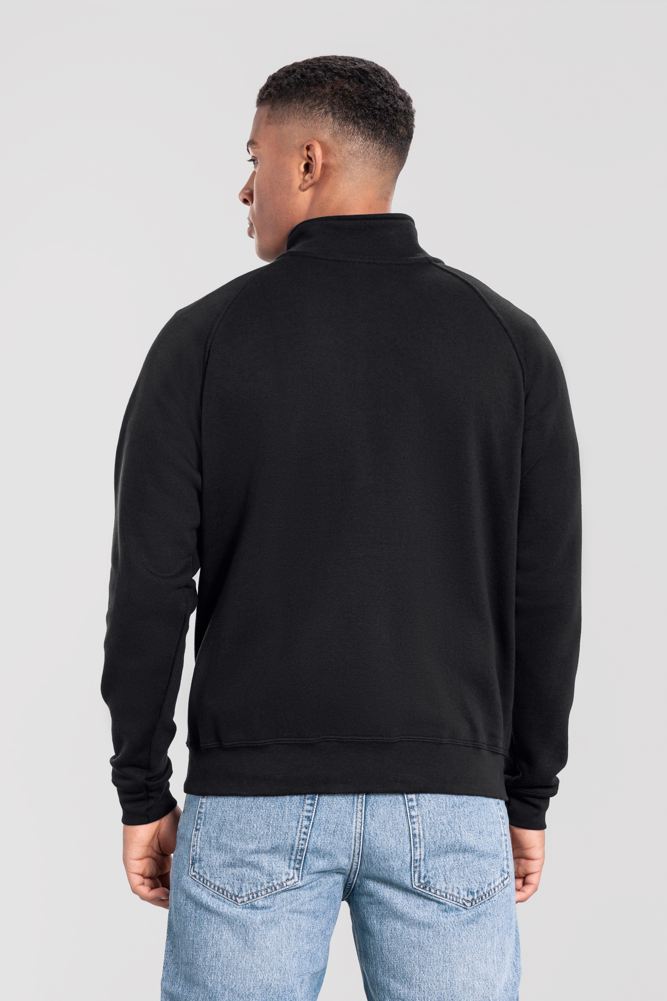 Fruit of the Loom 1100000002199 »Iconic Premium Zip Neck Sweat«, melierte Optik, aus Baumwolle und Polyester, in normaler Länge

