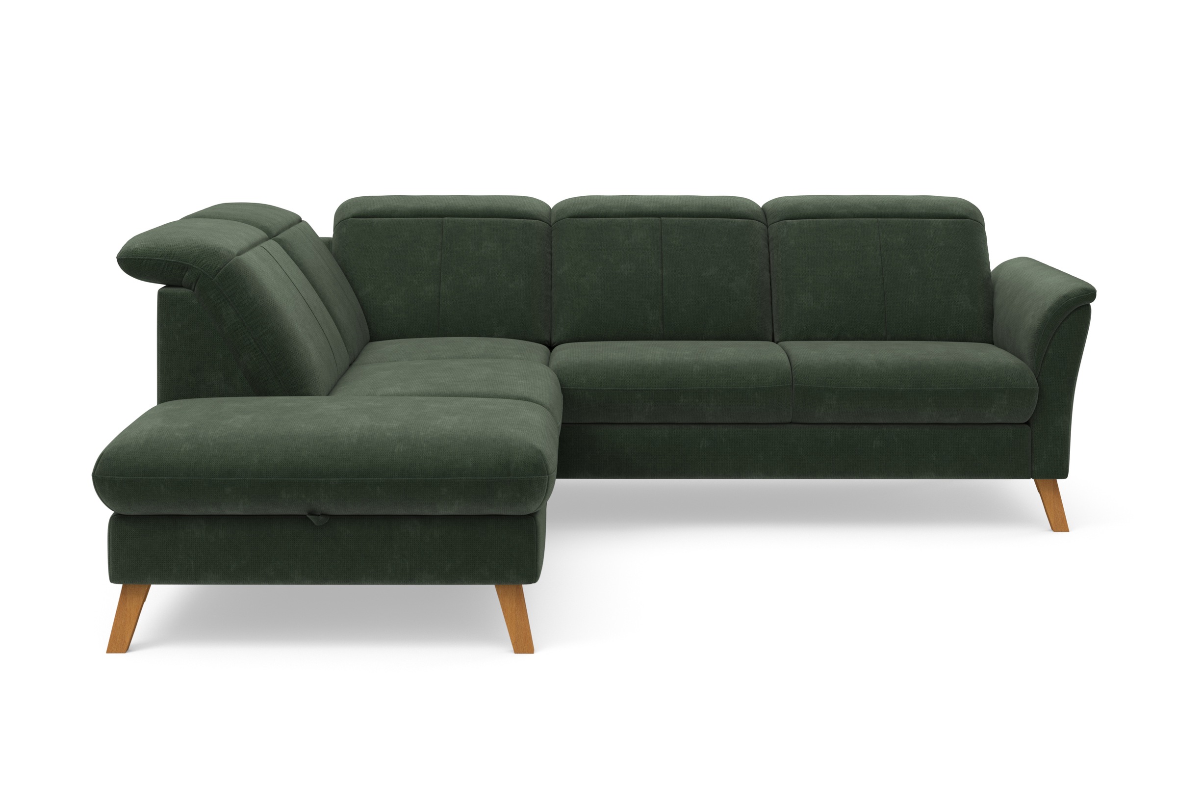 Ecksofa SIT & MORE "Romero L-Form", grün (jungle), B:250cm H:91cm T:220cm, 90% Polyester 10%Polyamid, Sofas, Ecksofa, wahlweise mit oder ohne TV-Funktion, Bettfunktion, Bettkasten