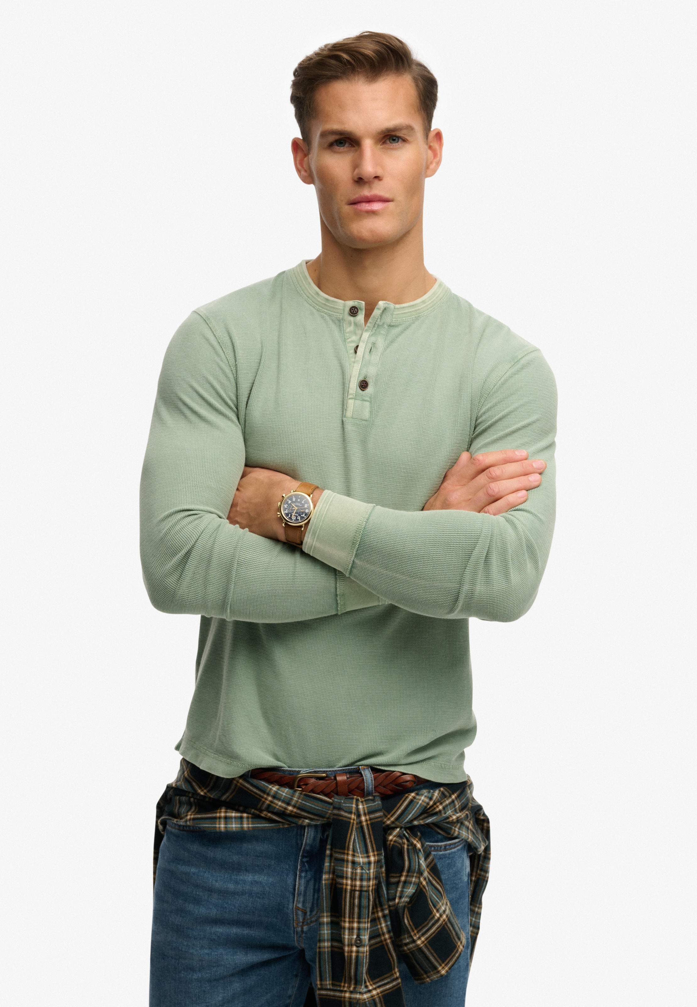Superdry Langarmshirt "LW TEXTURED GRANDAD TOP" günstig online kaufen