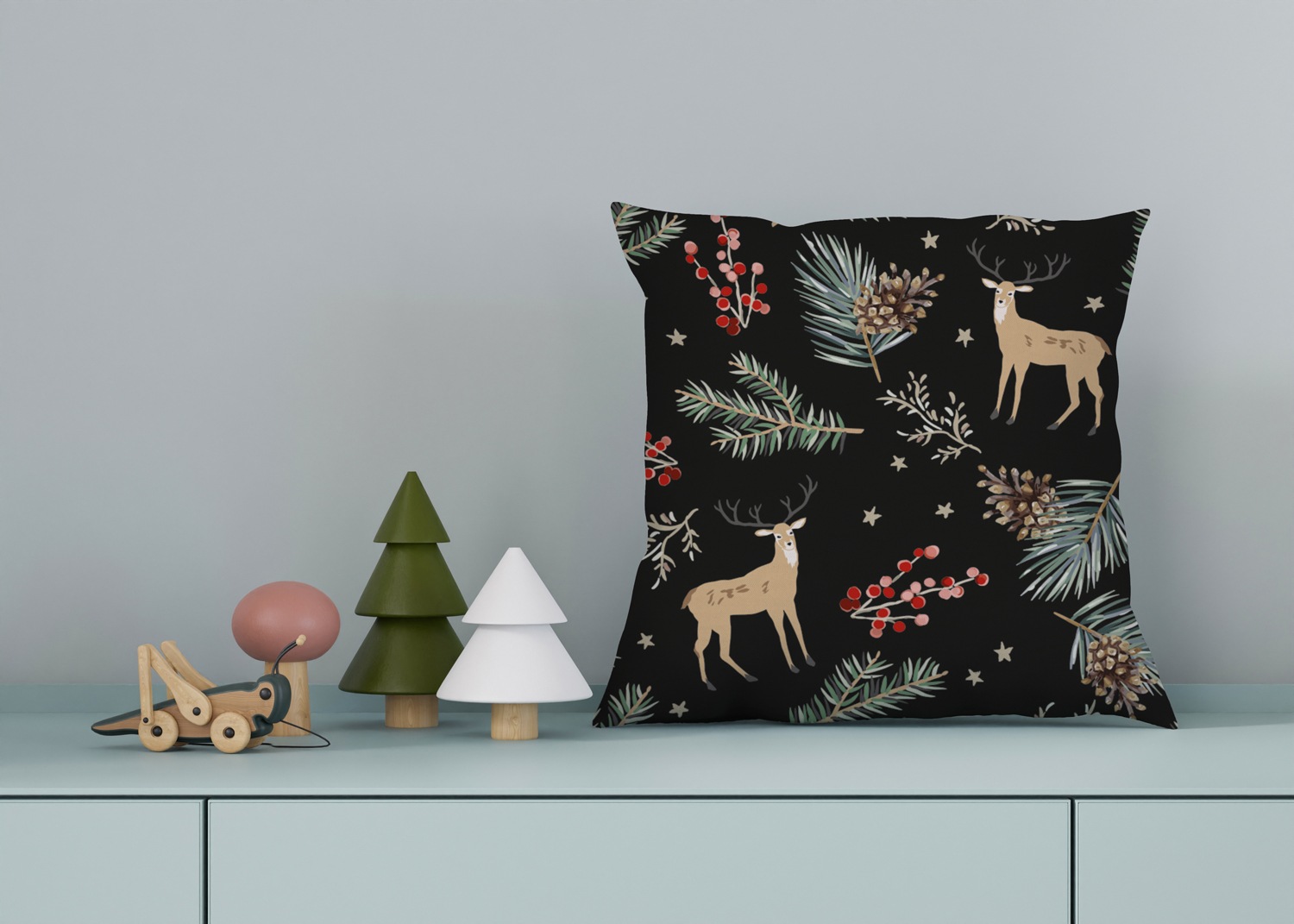queence Dekokissen "Rudolf" Kissenhülle,Rentier,Weihnachten,Schwarz,Winterl günstig online kaufen