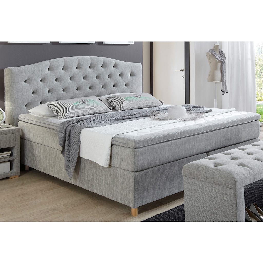 Home affaire Boxspringbett »Claire«, mit Vollmassiv-Unterbox, incl. Topper, verschiedene Härtegrade