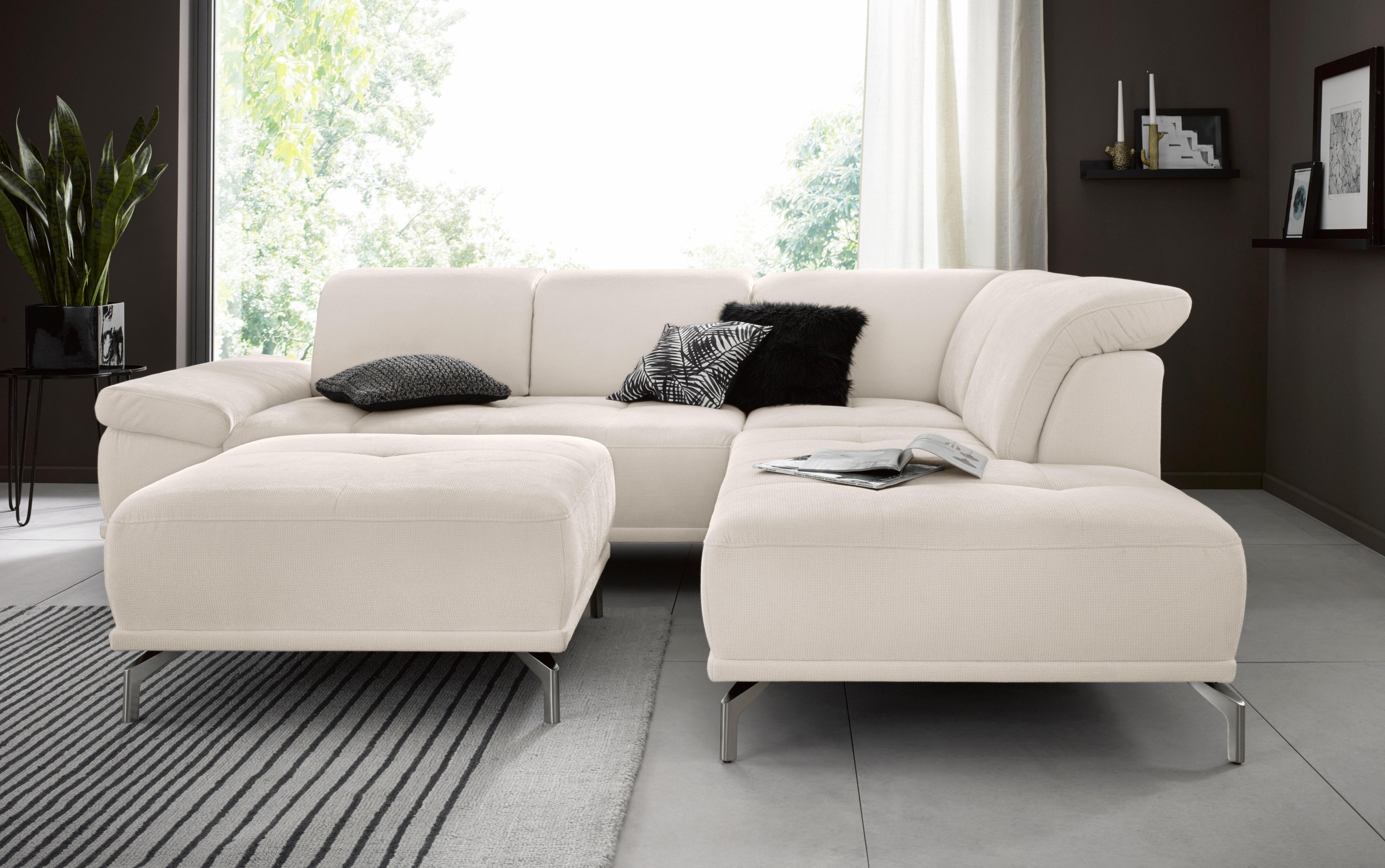 Places of Style Ecksofa »Caluna«, Inkl.Sitztiefenverstellung, wahlweise mit Kopf- und Armteilverstellung