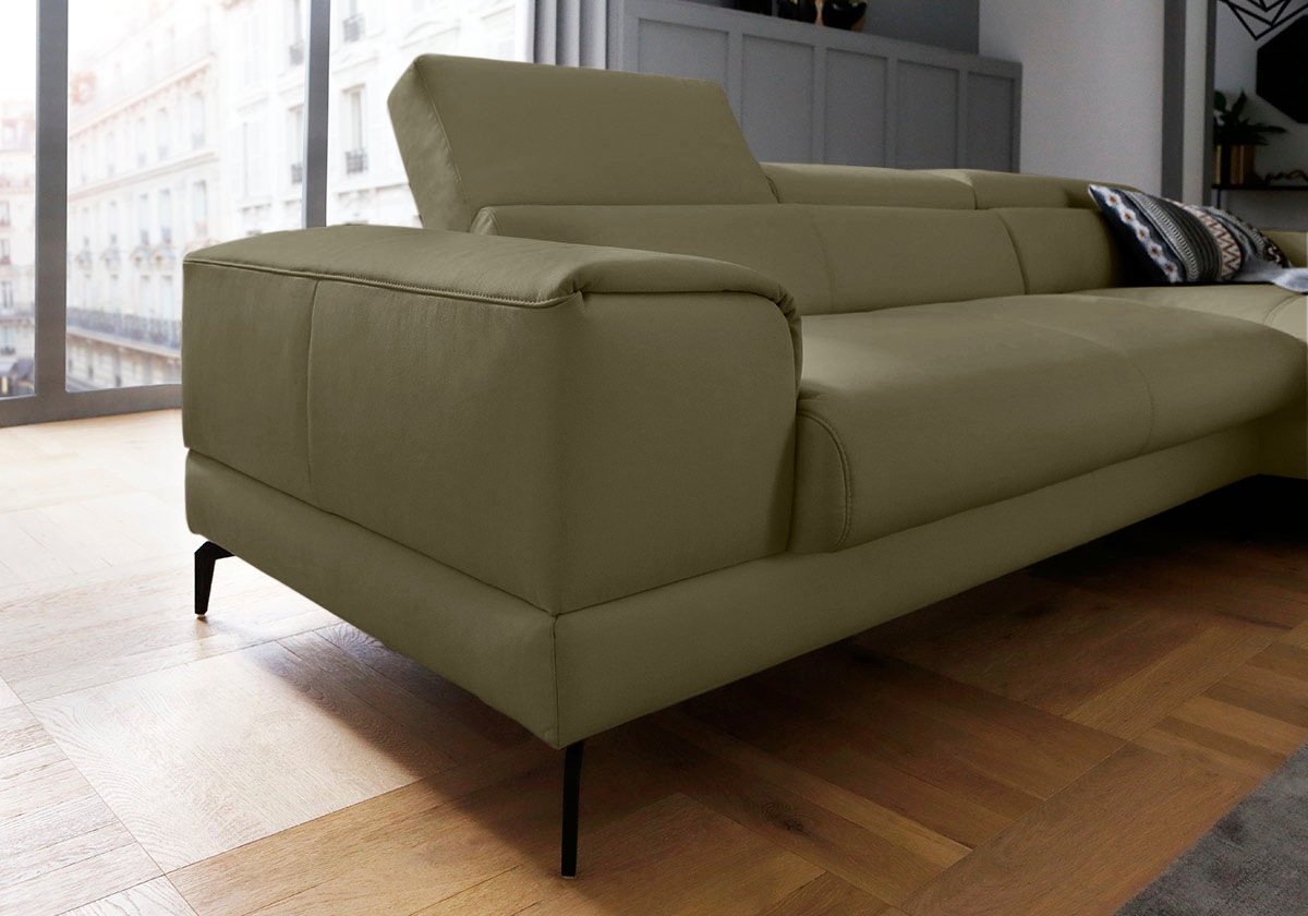 W.SCHILLIG Ecksofa »piedroo, Designsofa mit tollem Sitzkomfort, L-Form«, Kopfteilverstellung, wahlweise mit Sitztiefenverstellung, Breite 303cm