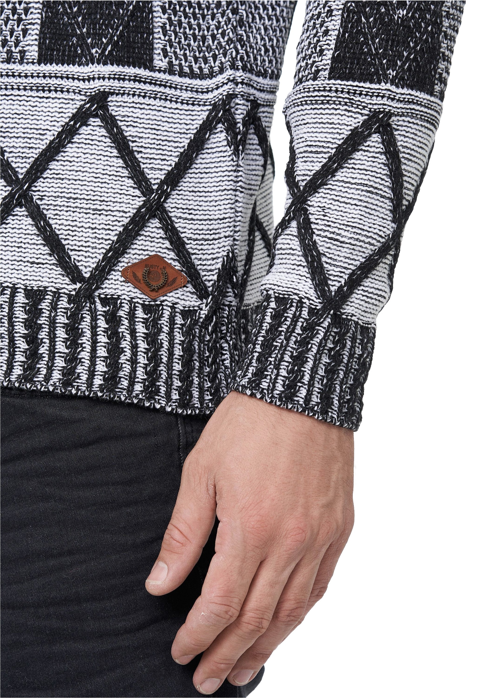 Rusty Neal Strickpullover, mit Stehkragen und Reißverschluss