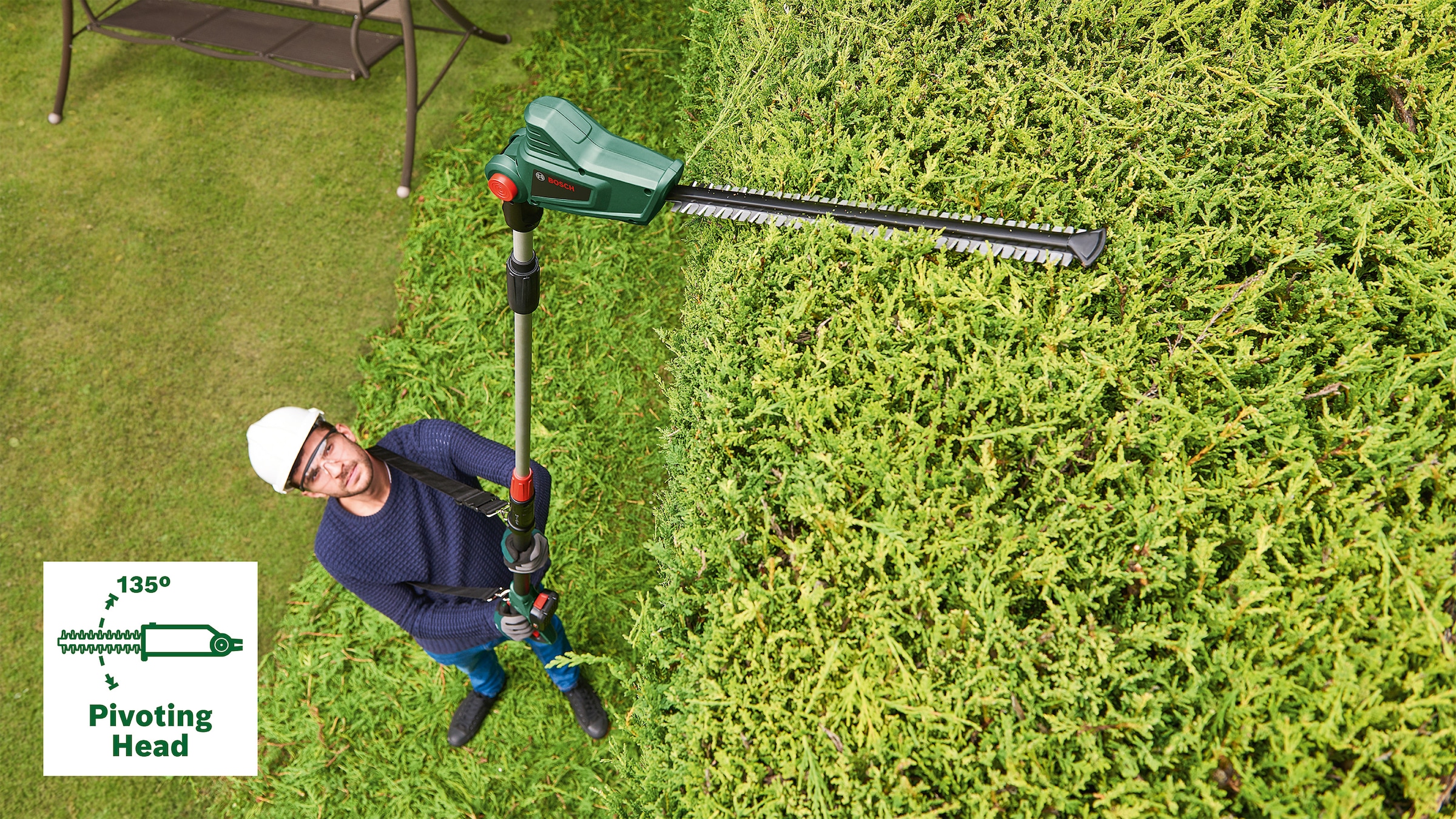 Bosch Home & Garden Akku-Heckenschere »UniversalHedgePole 18«, 43 cm Schnittlänge, mit Akku und Ladegerät