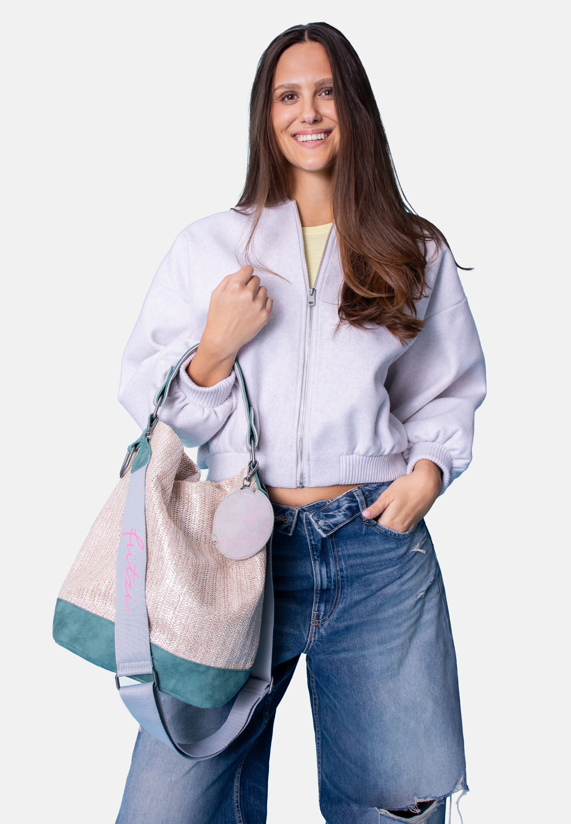 Fritzi aus Preußen Schultertasche »Olga Limited Painted Straw« mit abnehmbarem Anhänger