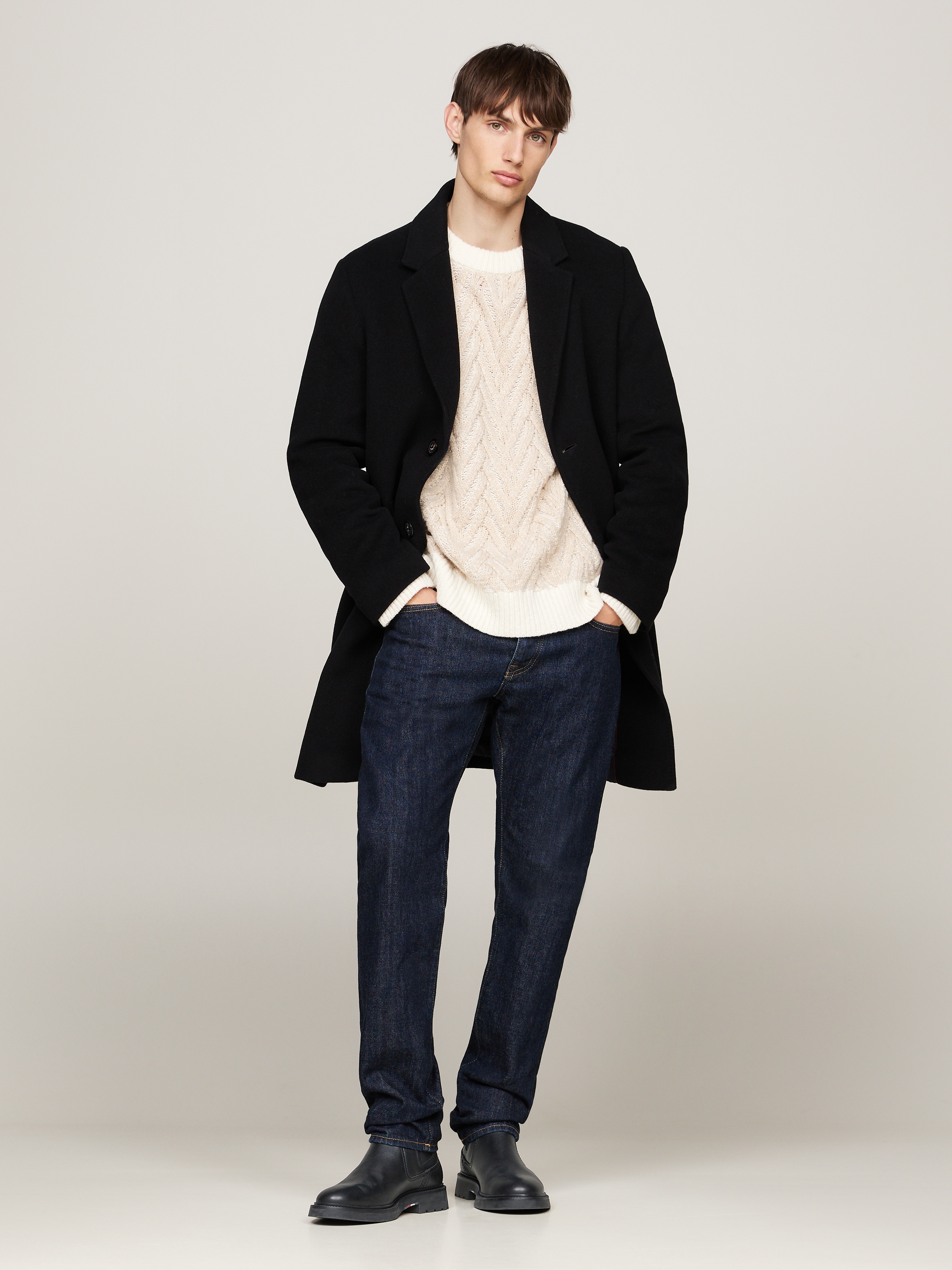 Tommy Hilfiger Chelseaboots »HILFIGER COMFORT LWT LTH CHELSEA«, Blockabsatz, Businessschuh, Stiefelette, Schlupfschuh mit Ziernähten