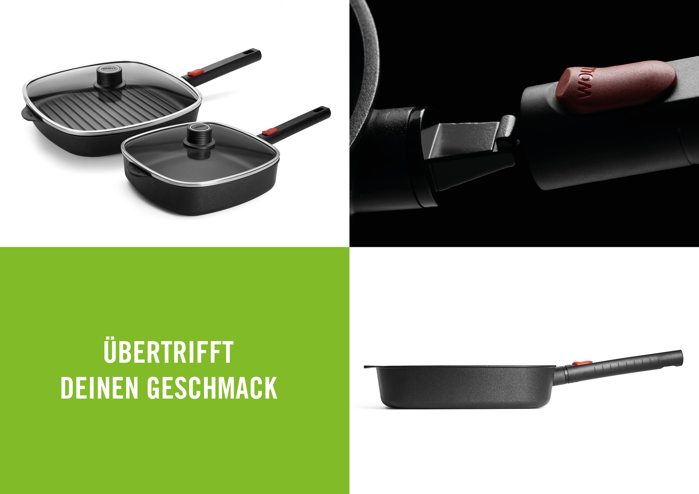 WOLL MADE IN GERMANY Pfannen-Set »Eco Logic« Aluminiumguss Set, 4 Stk. tlg. Abnehmbarer Stiel, Antihaftbeschichtet