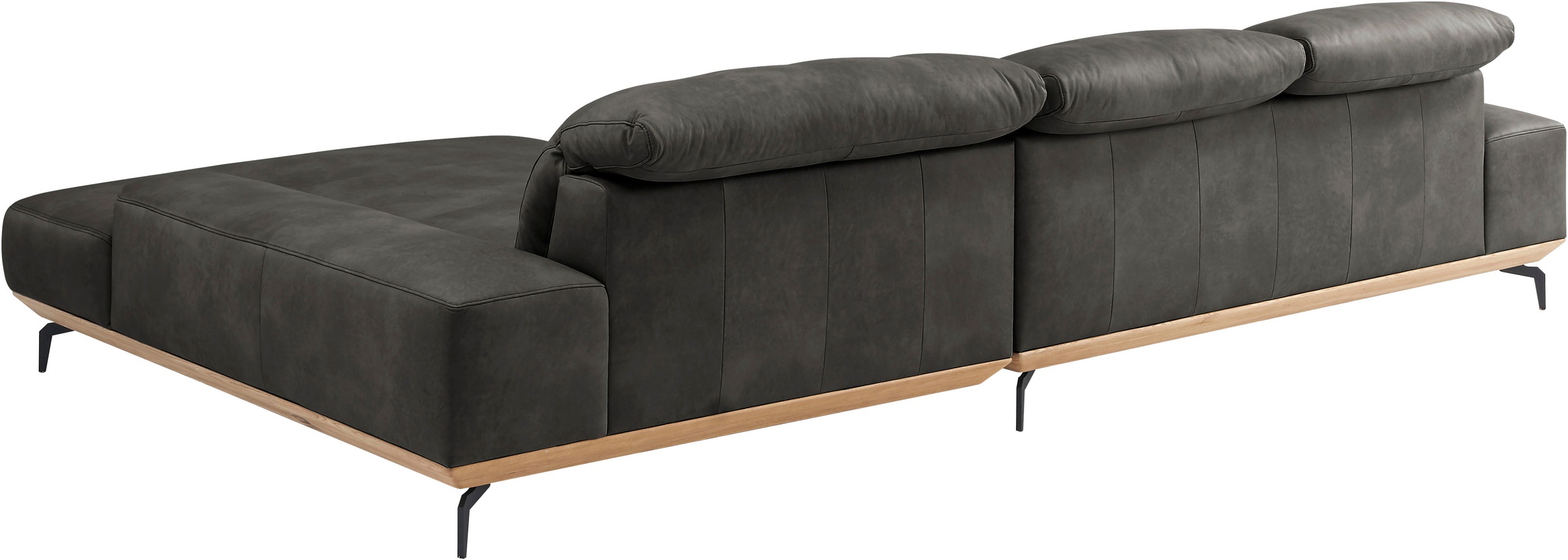 Wohnlandschaft MUSTERRING "MR 2490 Ecksofa mit erstklassigem Sitzkomfort, Long-Life-Leder", schwarz (anthrazit, s), B:342cm T:207cm, Sofas, Wohnlandschaft, Fuß Schwarz, Sitzhöhe 46cm, wahlweise mit Funktionen, Maße 342x207 cm 3