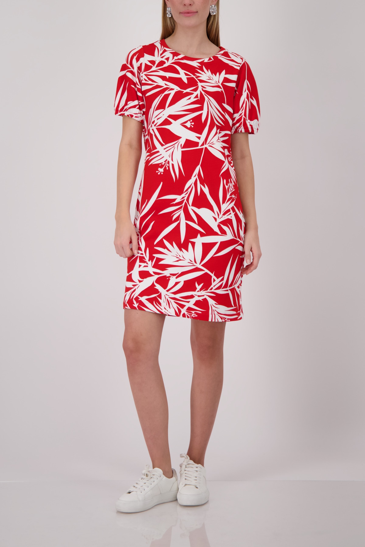 Monari Shirtkleid »Kleid Blätter allover« Ohne Tasche Regular fit mit Blättermuster