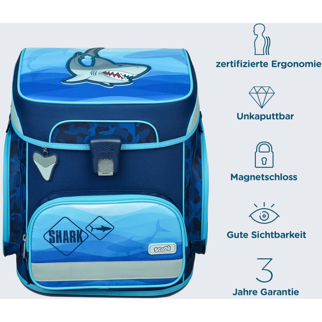 Scooli Schulranzen »EasyFit, Shark Alarm«, Reflektoren