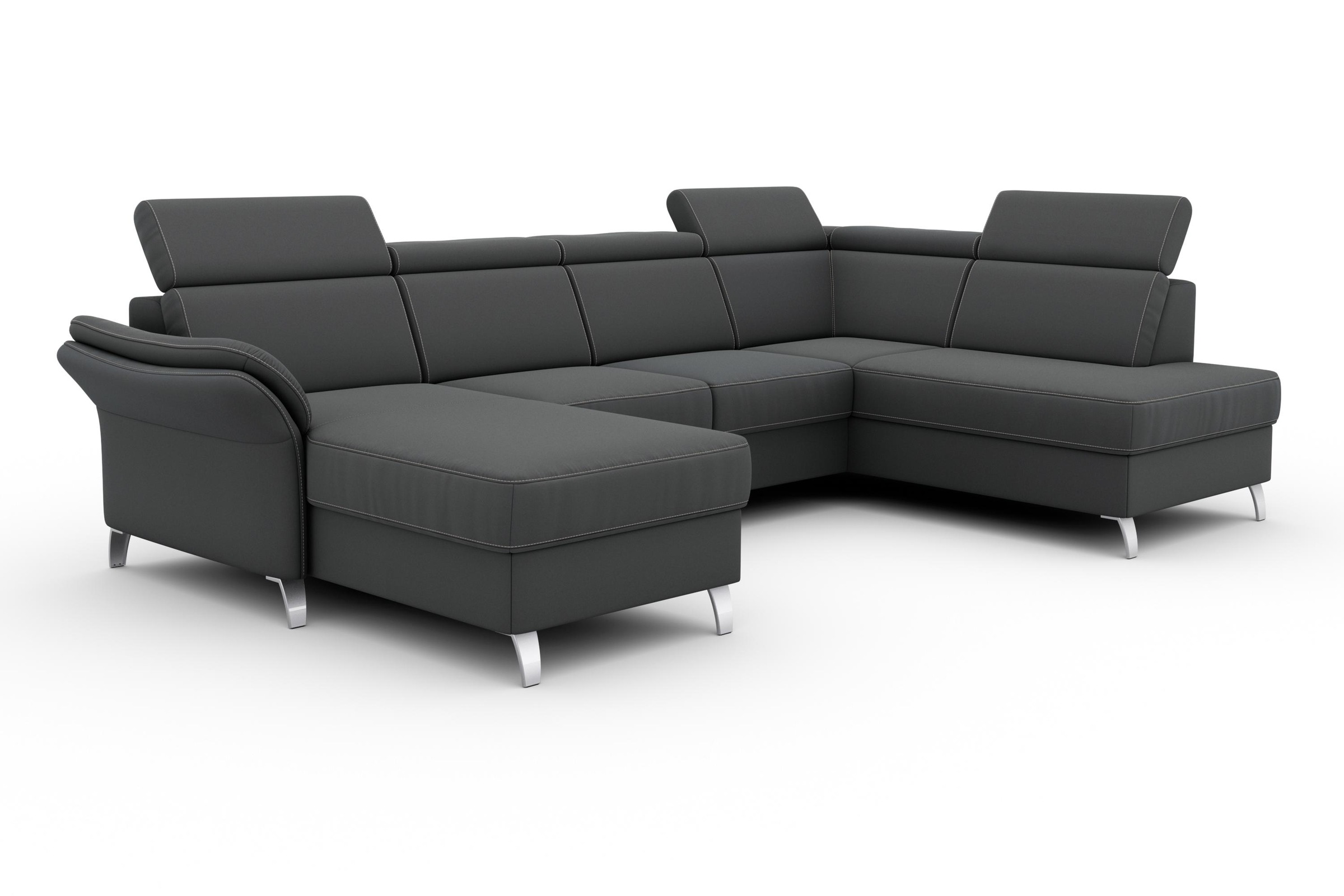 sit&more Wohnlandschaft »Vincenzo U-Form«, inklusive Kopfteilverstellung, wahlweise mit Bettfunktion, Bettkasten