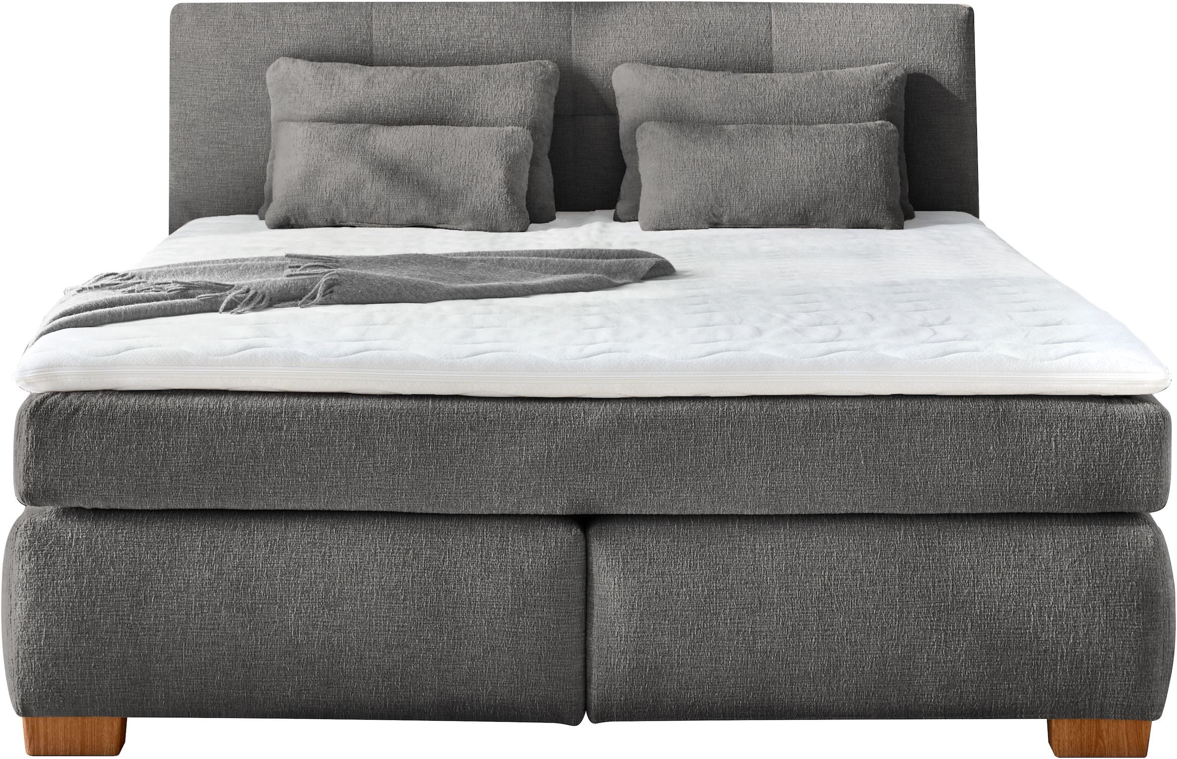 Jockenhöfer Gruppe Boxspringbett »Ulla, Wende-Bonell-Federkernmatratze (H2/H3)« inklusive Topper und 4 Kissen, Bettbreite 160 cm oder 180 cm wählbar