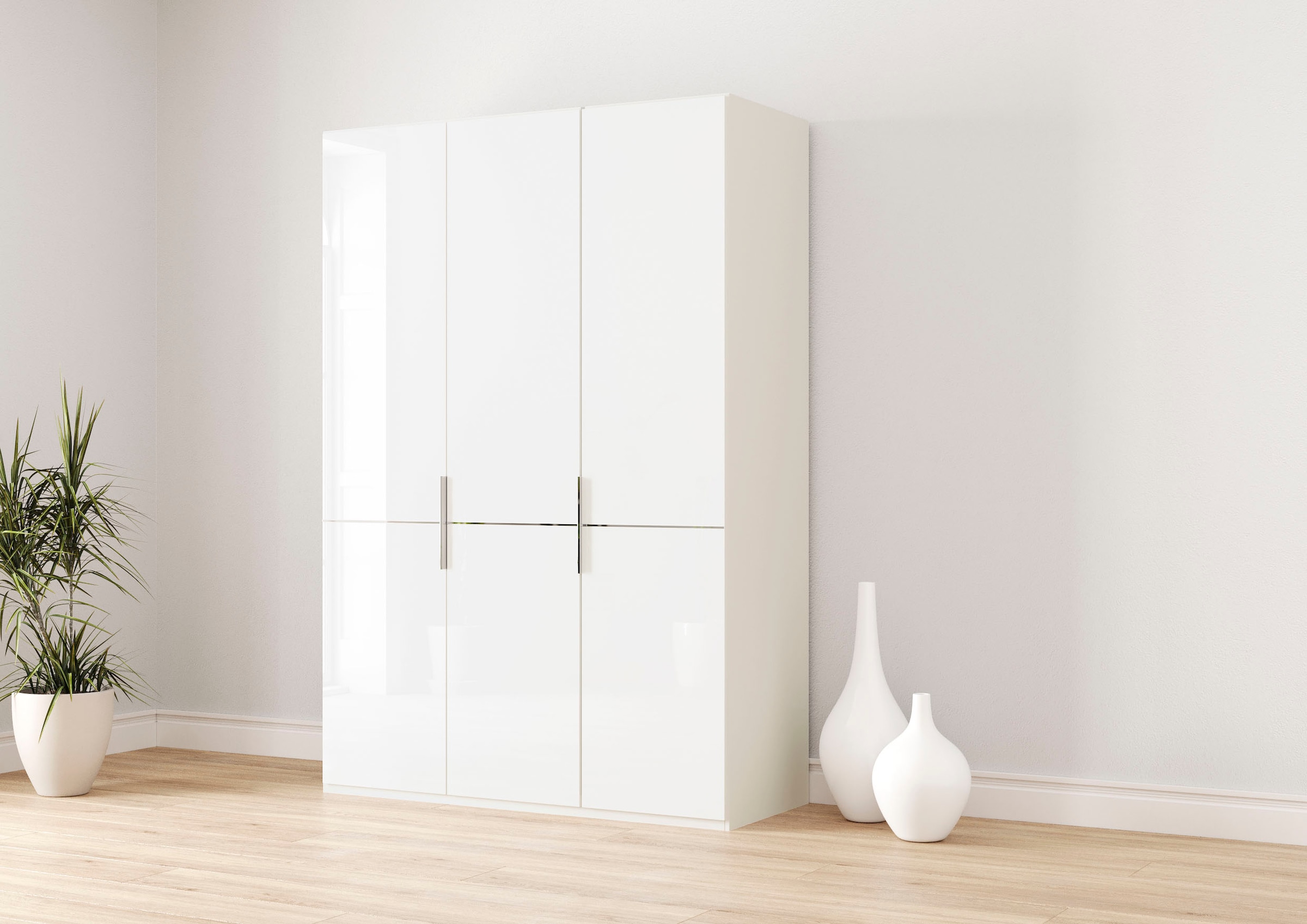 Musterring Kleiderschrank "Imola W" Einlegeböden und Kleiderstangen,mit Glastüren und Aufleistung in Chrom