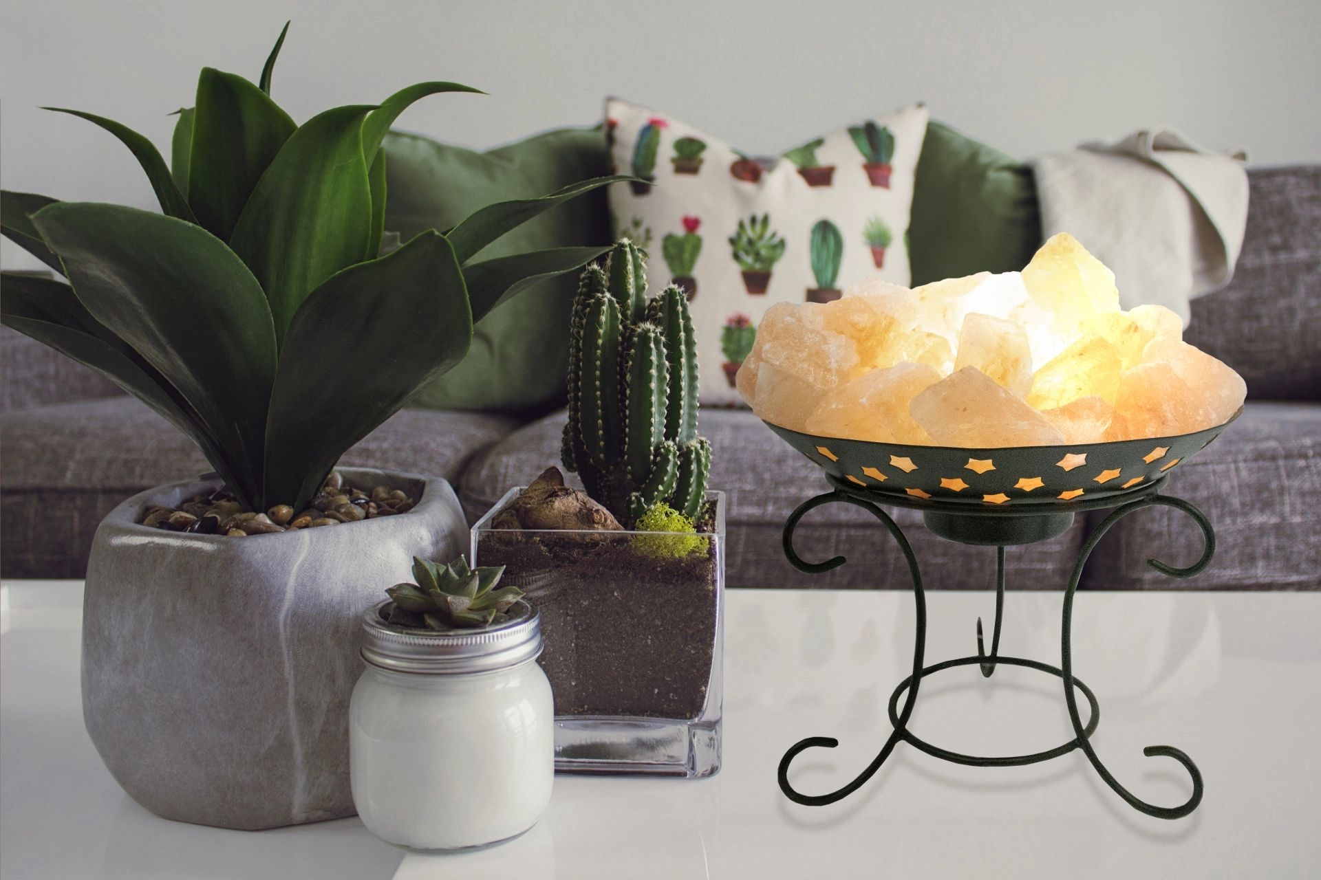 GLOBO LIGHTING Salzkristall-Tischlampe »STONE« E14 1 Stk. Salzstein, Dekolampe, Dekoleuchte, Salzkristalle, Schalenlampe