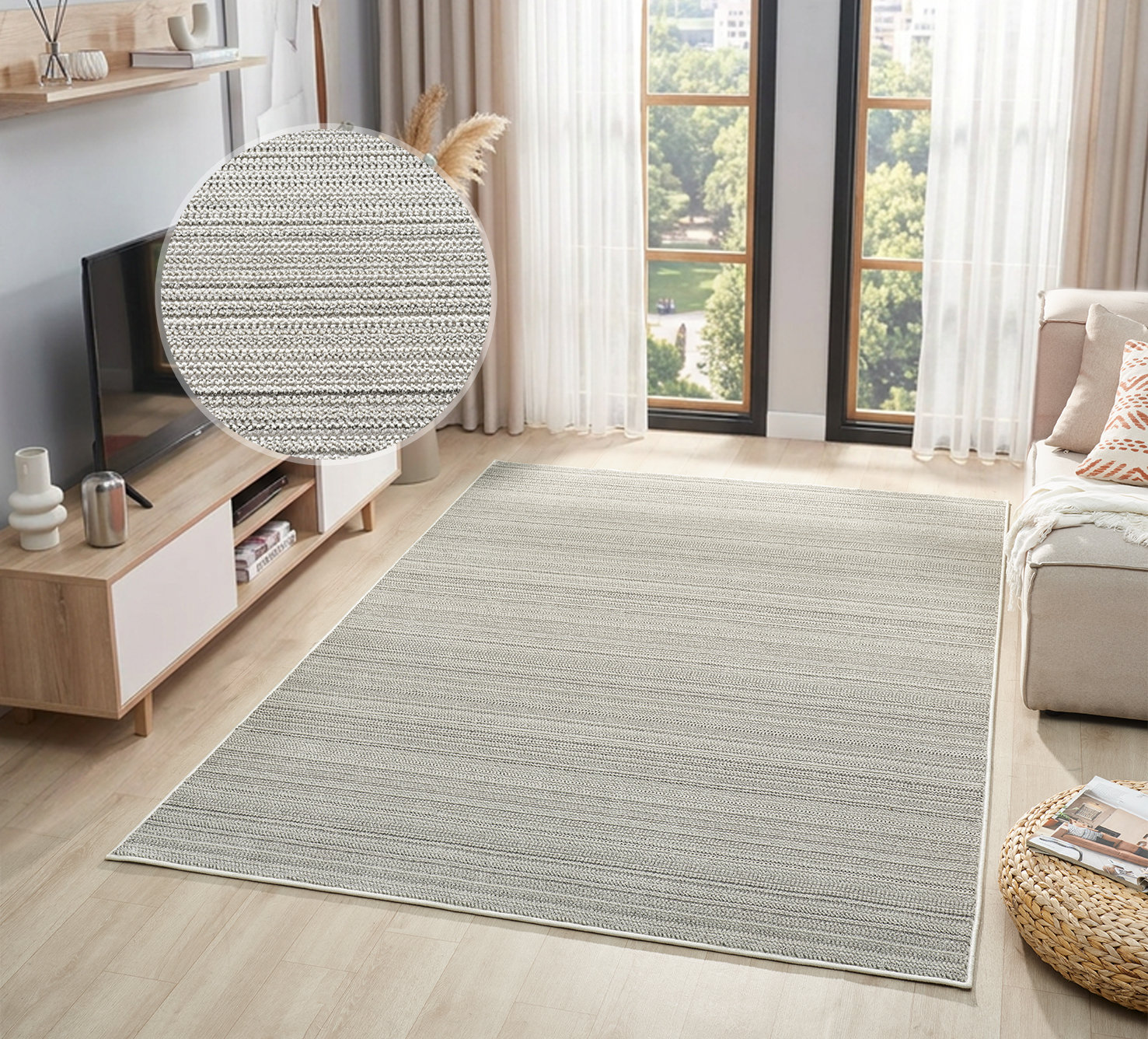 OTTO home Teppich "Noolan, Hoch-Tief-Struktur" rechteckig 9 mm Höhe gestreift, Streifen, weich, Wohnzimmer, Schlafzimmer, Esszimmer