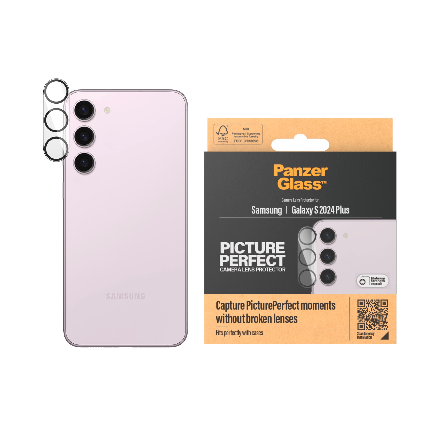 PanzerGlass Kameraschutzglas »PicturePerfect Camera Lens Protector«, für Samsung Galaxy S24+, Lens Cover, stoßfest, kratzbeständig