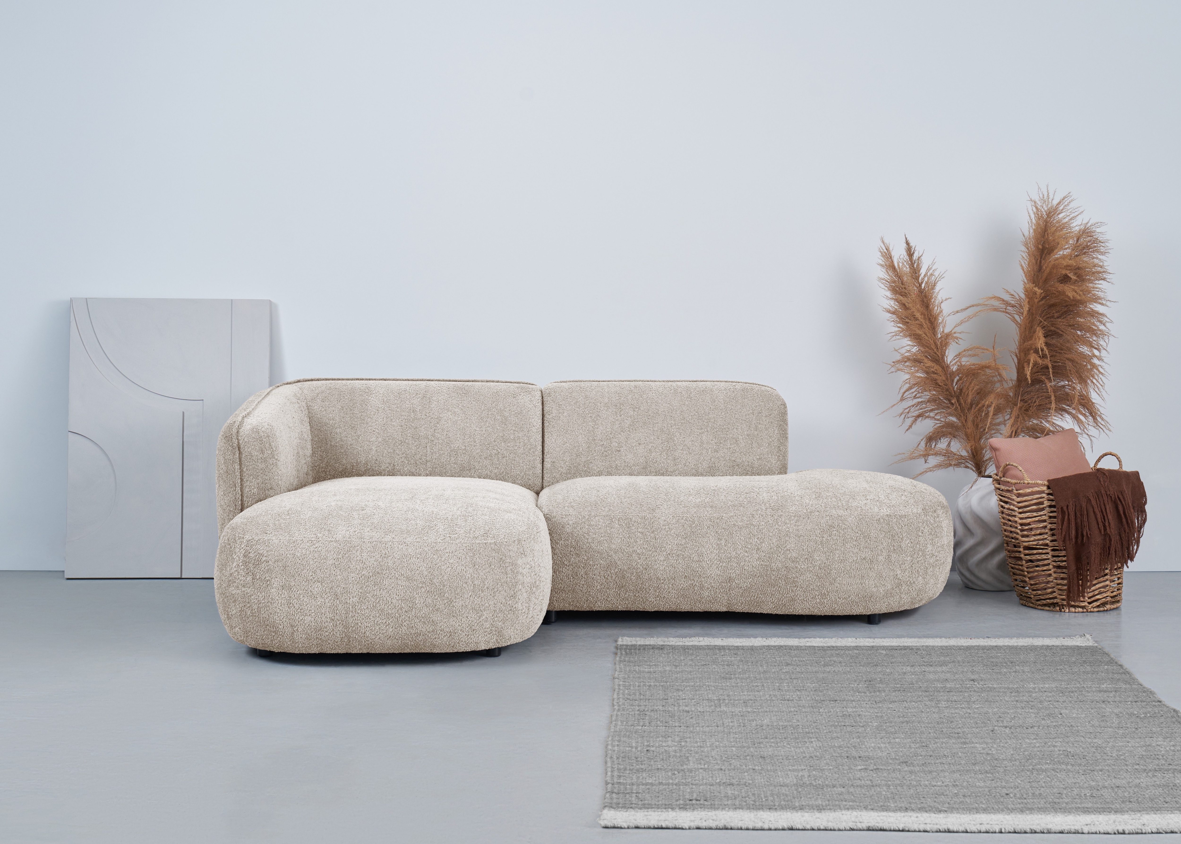 OTTO home Ecksofa "OSTRUP Rundsofa, L-Form, Naturtöne, Boucle oder Chenille" Breite 278 cm, organische Form mit sanften Rundungen