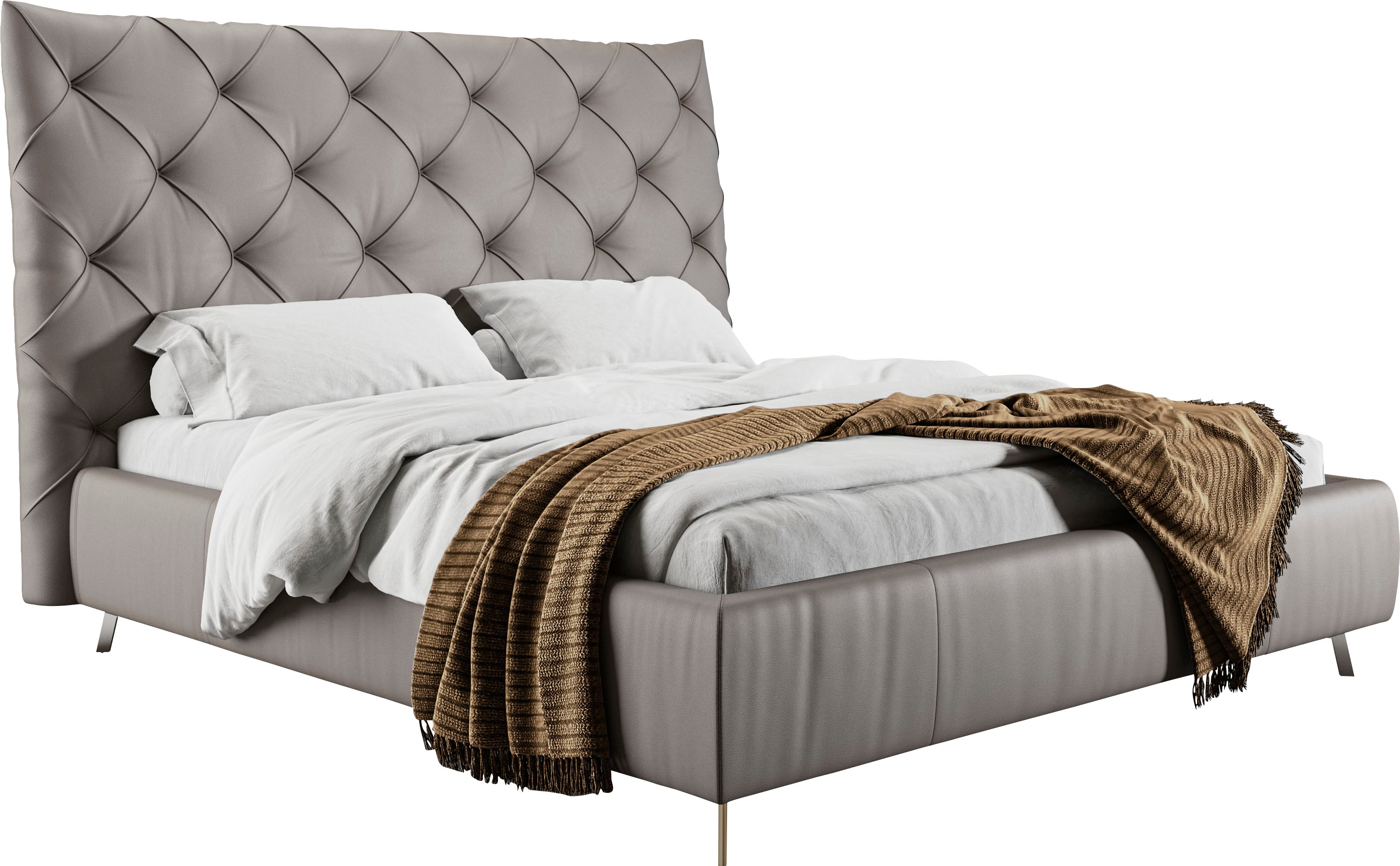 Home affaire Polsterbett "Elloree, in 4 Breiten, hinten mit Originalstoff bezogen, auch in Leder" Kopfteilhöhe 143cm, belastbar bis 280 kg, auch in Überlänge 220cm