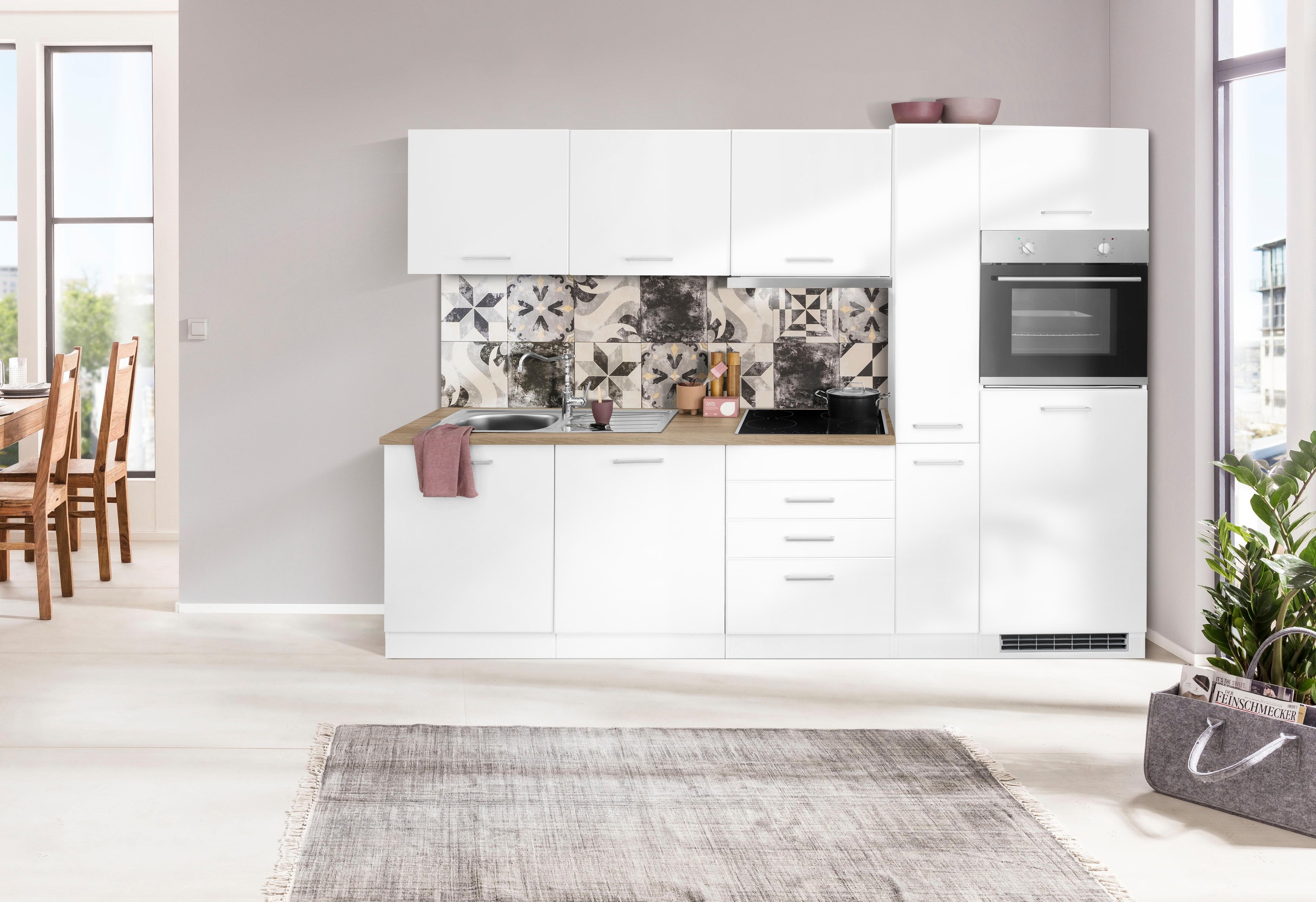 KOCHSTATION Küchenzeile "KS-Visby", mit E-Geräten, Breite 270 cm inkl. Kühl günstig online kaufen
