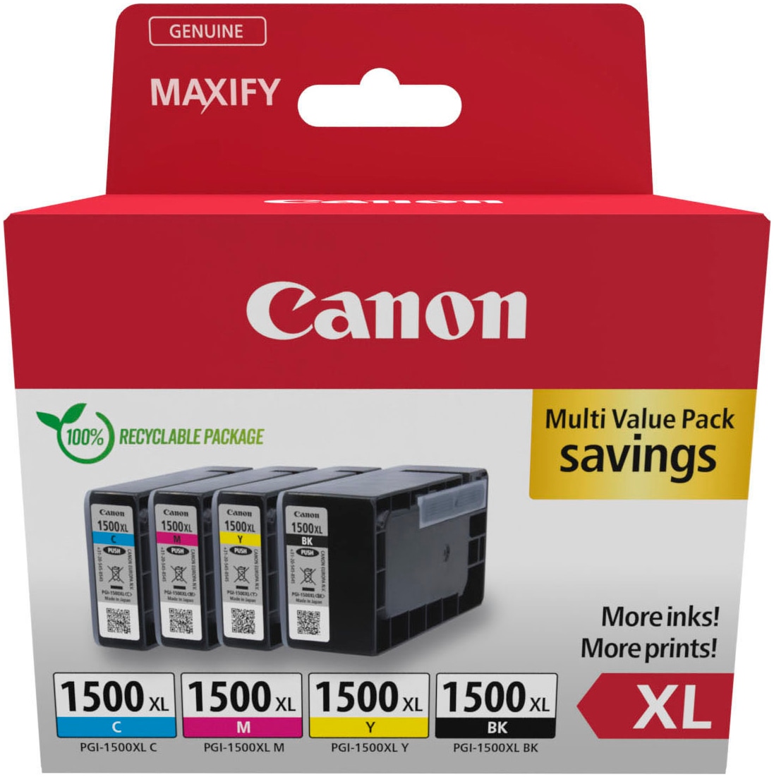 Canon Tintenpatrone »PGI-1500XL Multipack BK/C/M/Y Tinte mit hoher Reichweite«