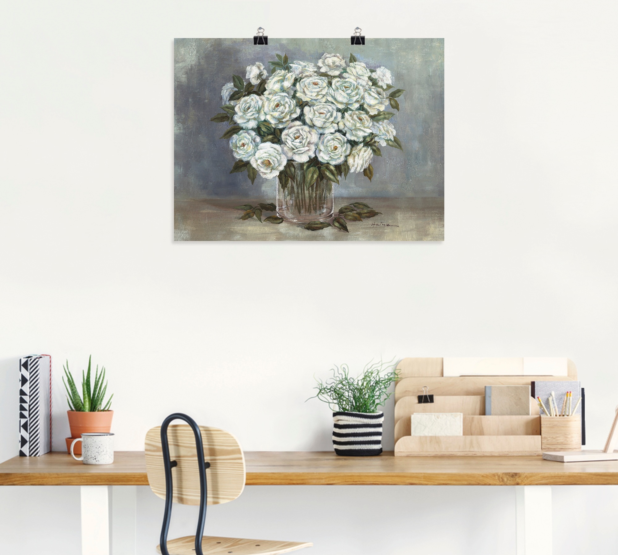 Artland Wandbild »Weiße Rosen«, Blumen, (1 St.), als Leinwandbild, Poster in verschied. Größen