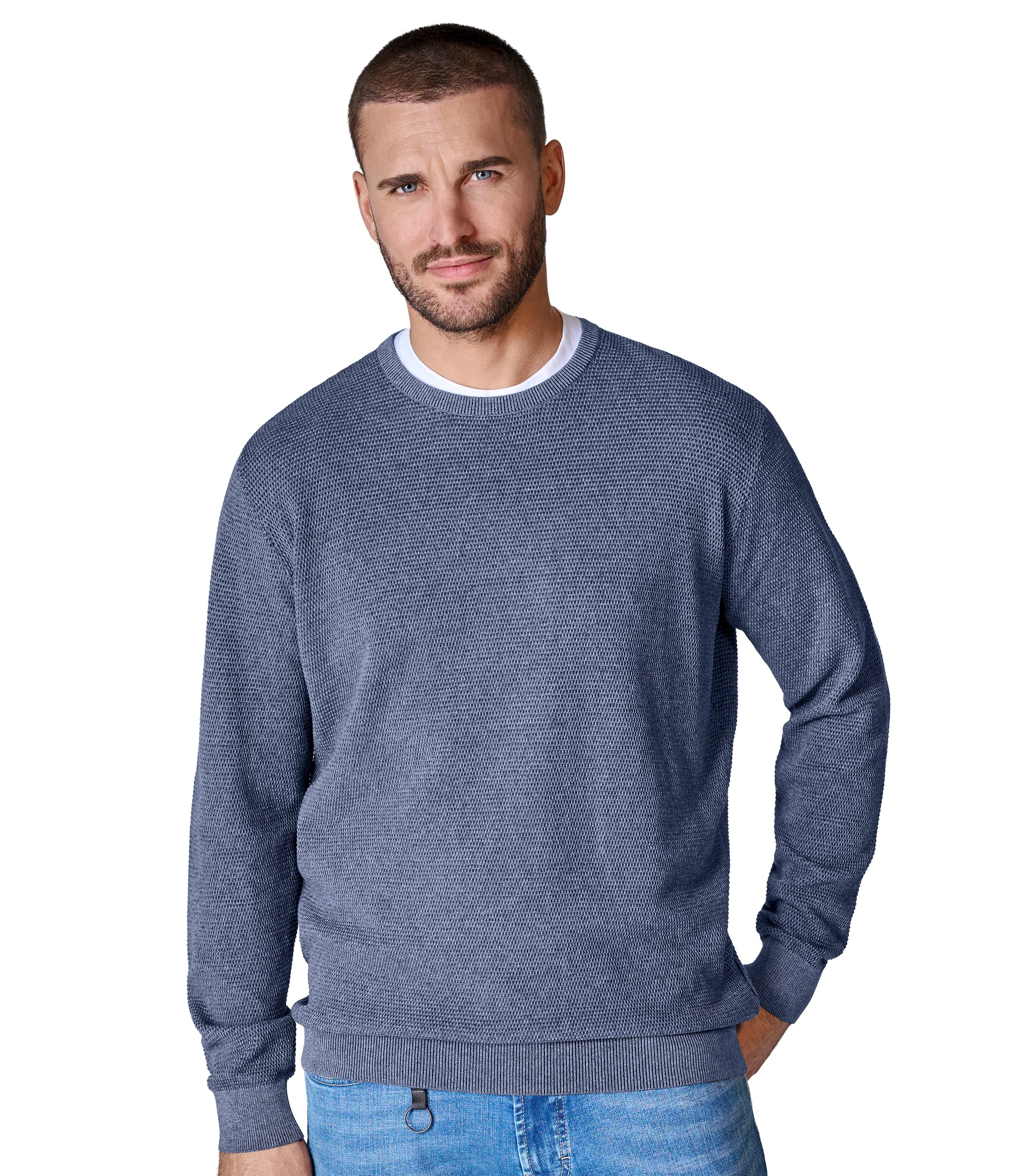 Strickpullover CASAMODA "CASAMODA Pullover uni", Herren, Gr. 6XL, 741 silber, 100% Baumwolle, Pullover Strickpullover