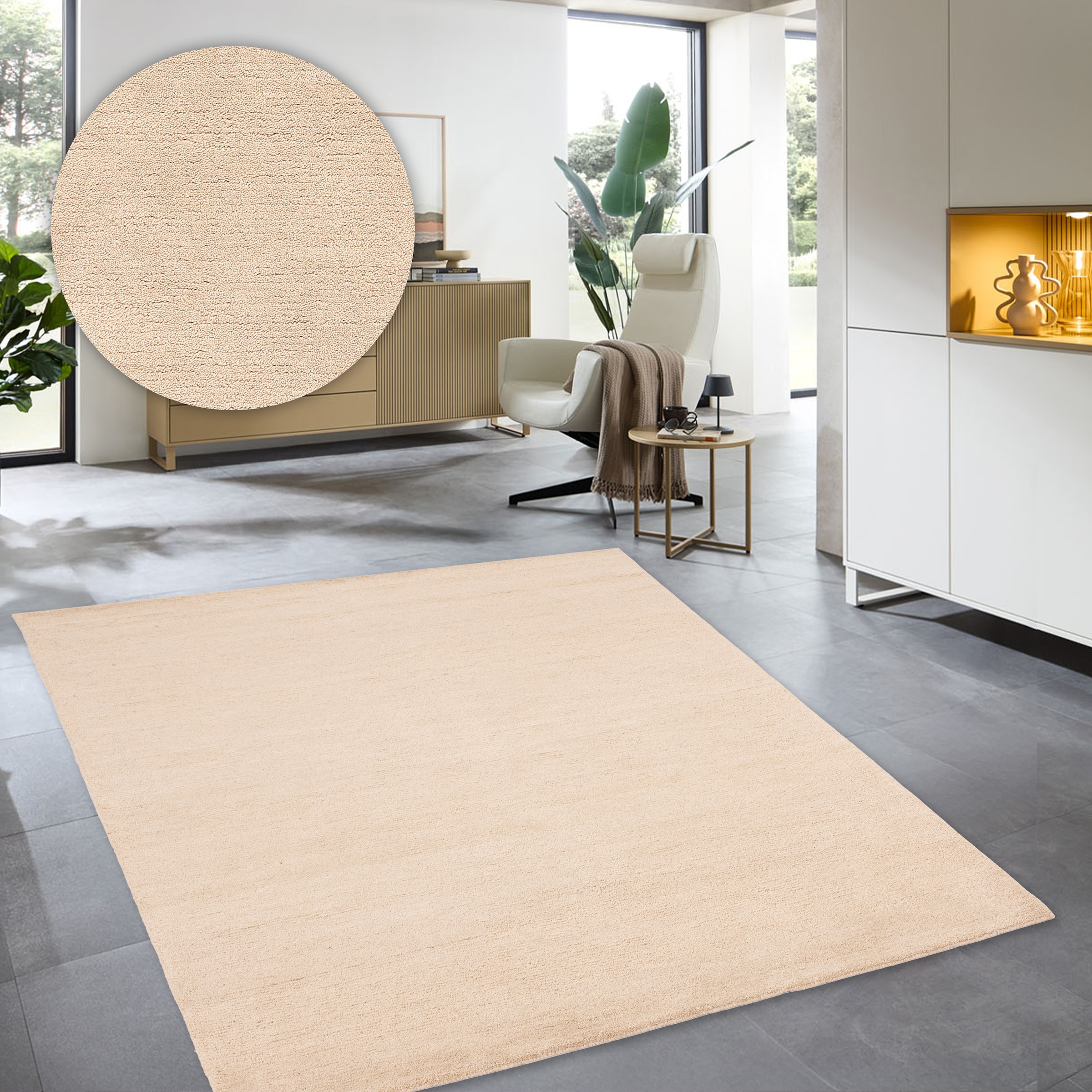 my home Wollteppich "Gabbo Natur, Handgefertigt, Teppich, reine Wolle, meli günstig online kaufen