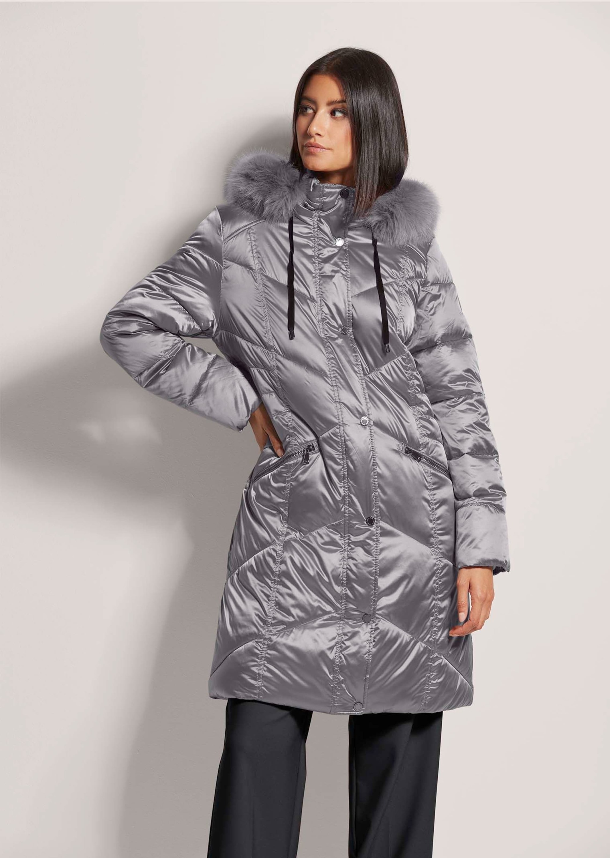 Thumbnail - MADELEINE Steppjacke "Wintermantel Kapuzenjacke mit Fancy-Stepp" Webpelzkapuze