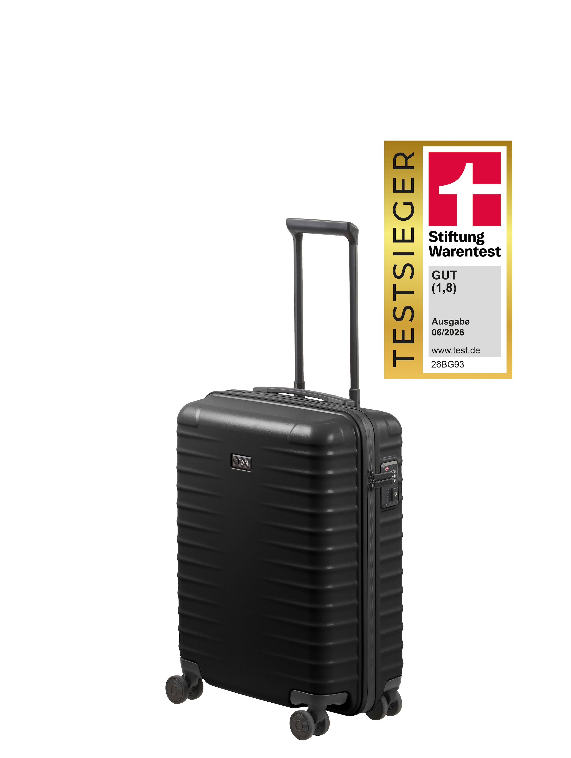 Trolley "UPGRADE Koffer Hartschale", TITAN - MADE IN GERMANY, schwarz, Polycarbonat, Koffer, mit kratzresistenter Oberfläche und cleverer