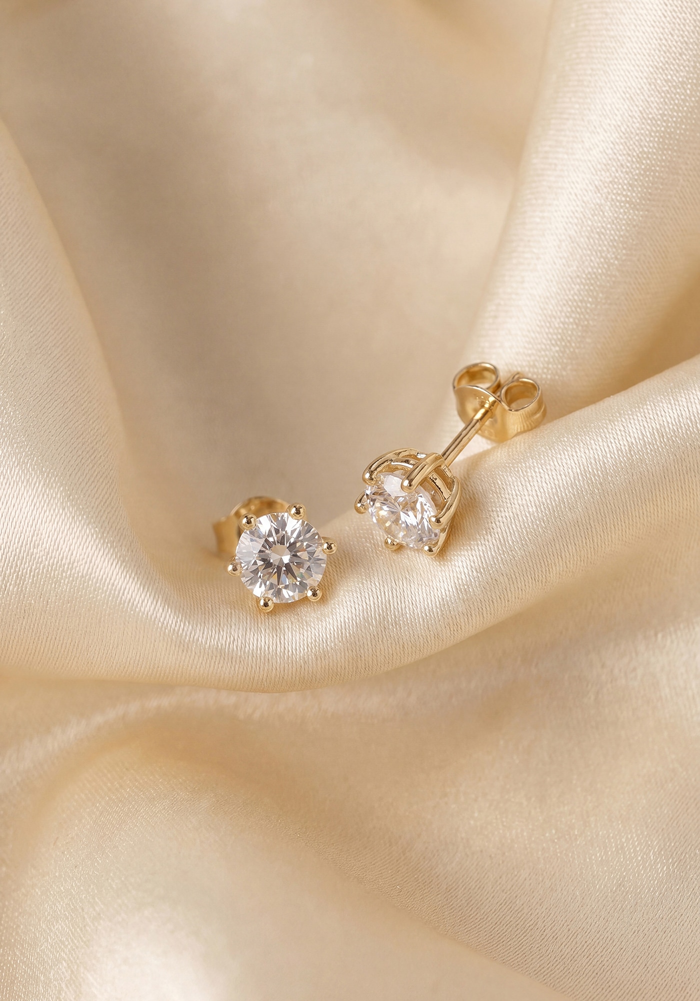 JOBO Paar Ohrstecker »Ohrringe Solitär 6,5 mm« 14 Karat 585 Gold mit Lab-Grown-Diamant 1,0 ct