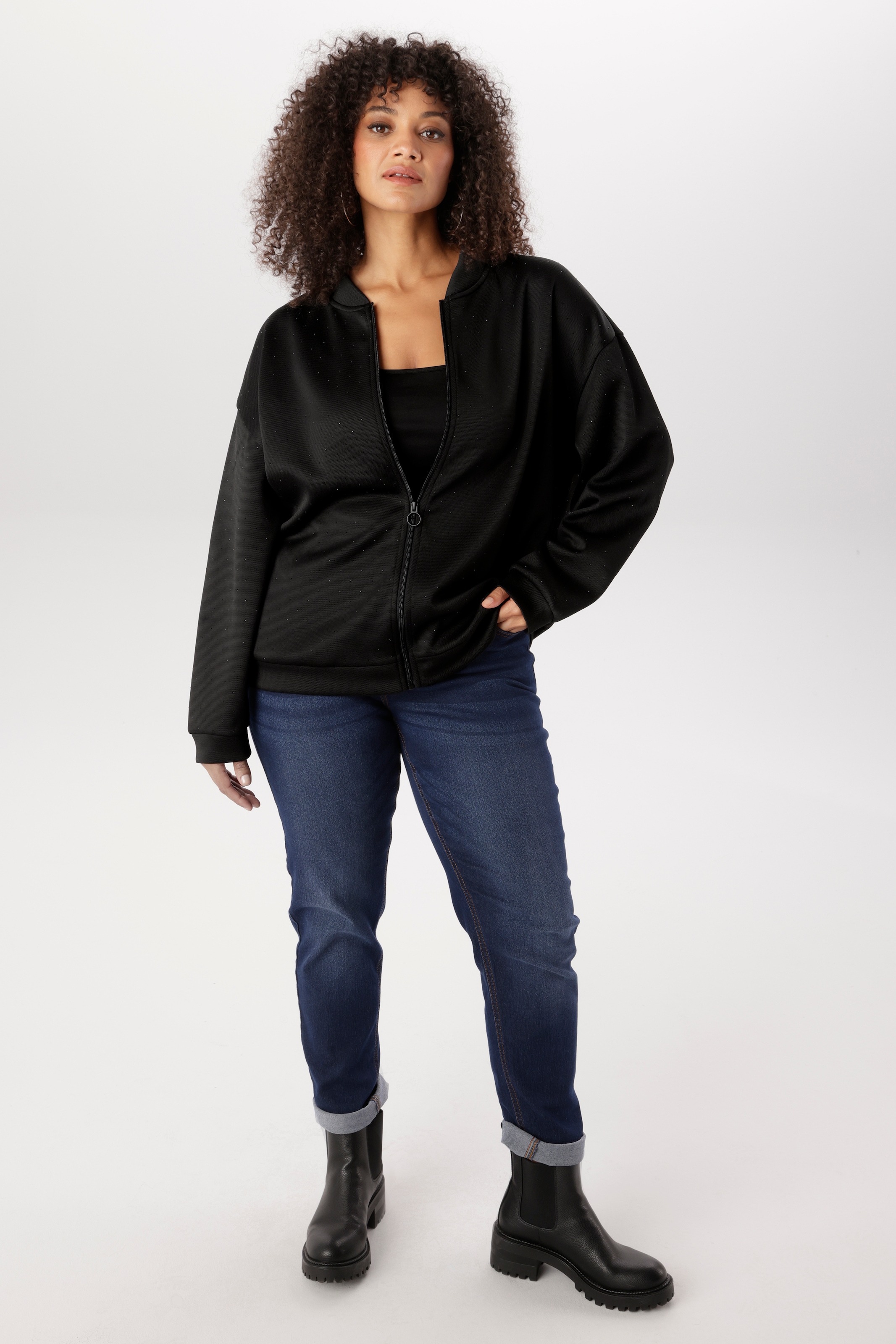 Aniston PLUS Sweatjacke mit tonigen Glitzersteinchen - NEUE KOLLEKTION
