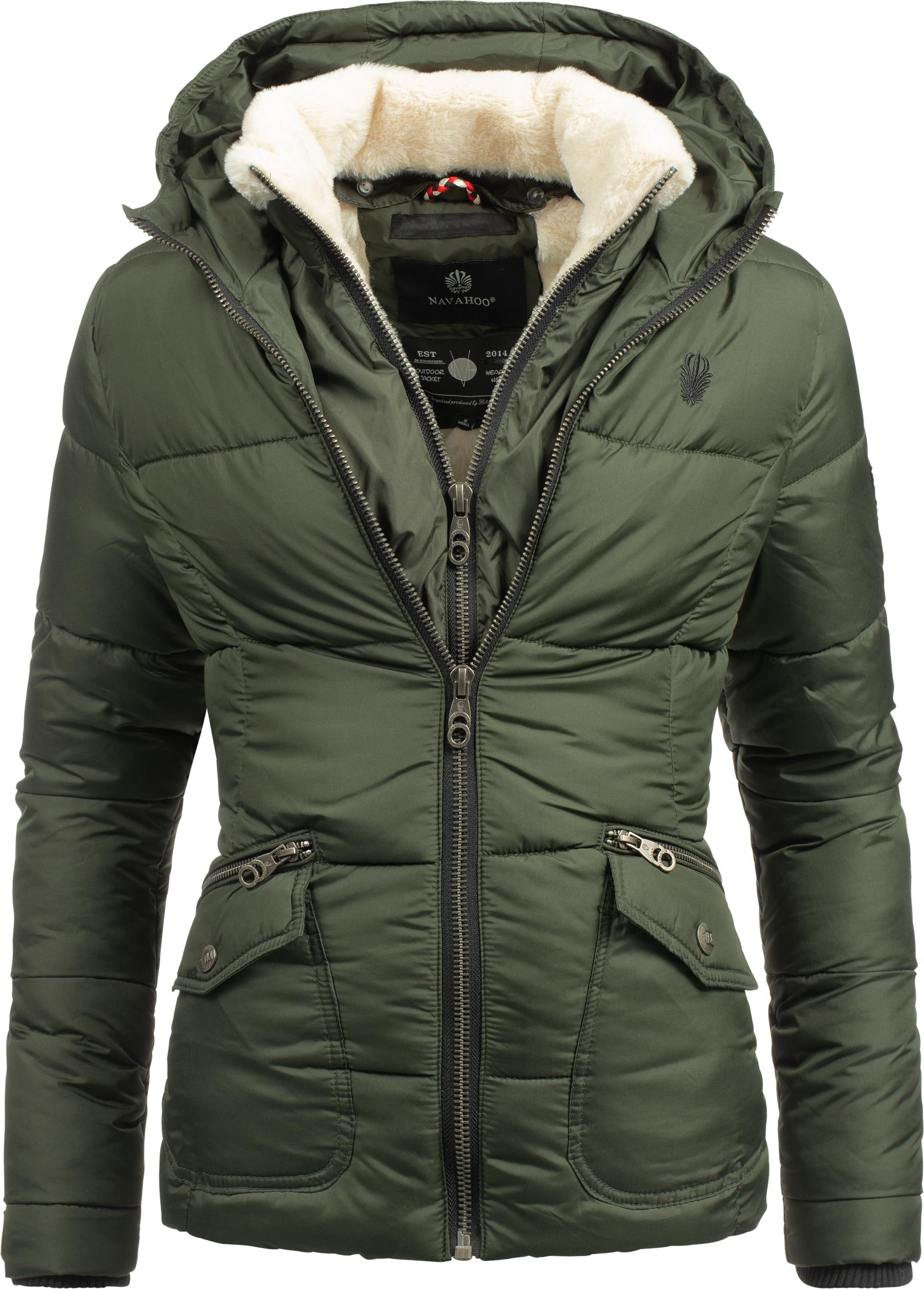Navahoo Winterjacke "Megan" mitKapuze stylische Damen Steppjacke mit Teddyf günstig online kaufen